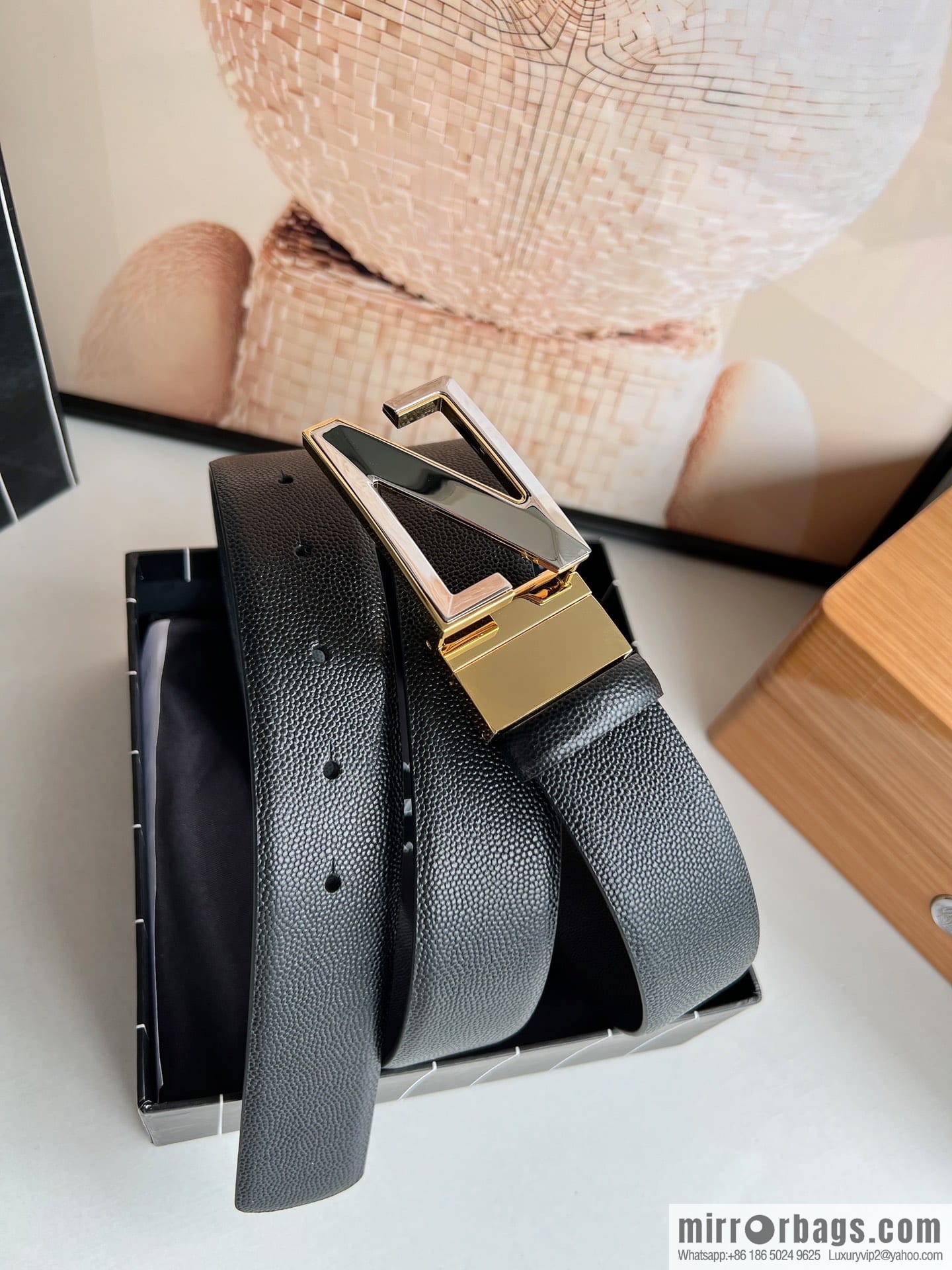 Zegna, double-sided first-layer cowhide sheepskin texture belt men 3.5cm