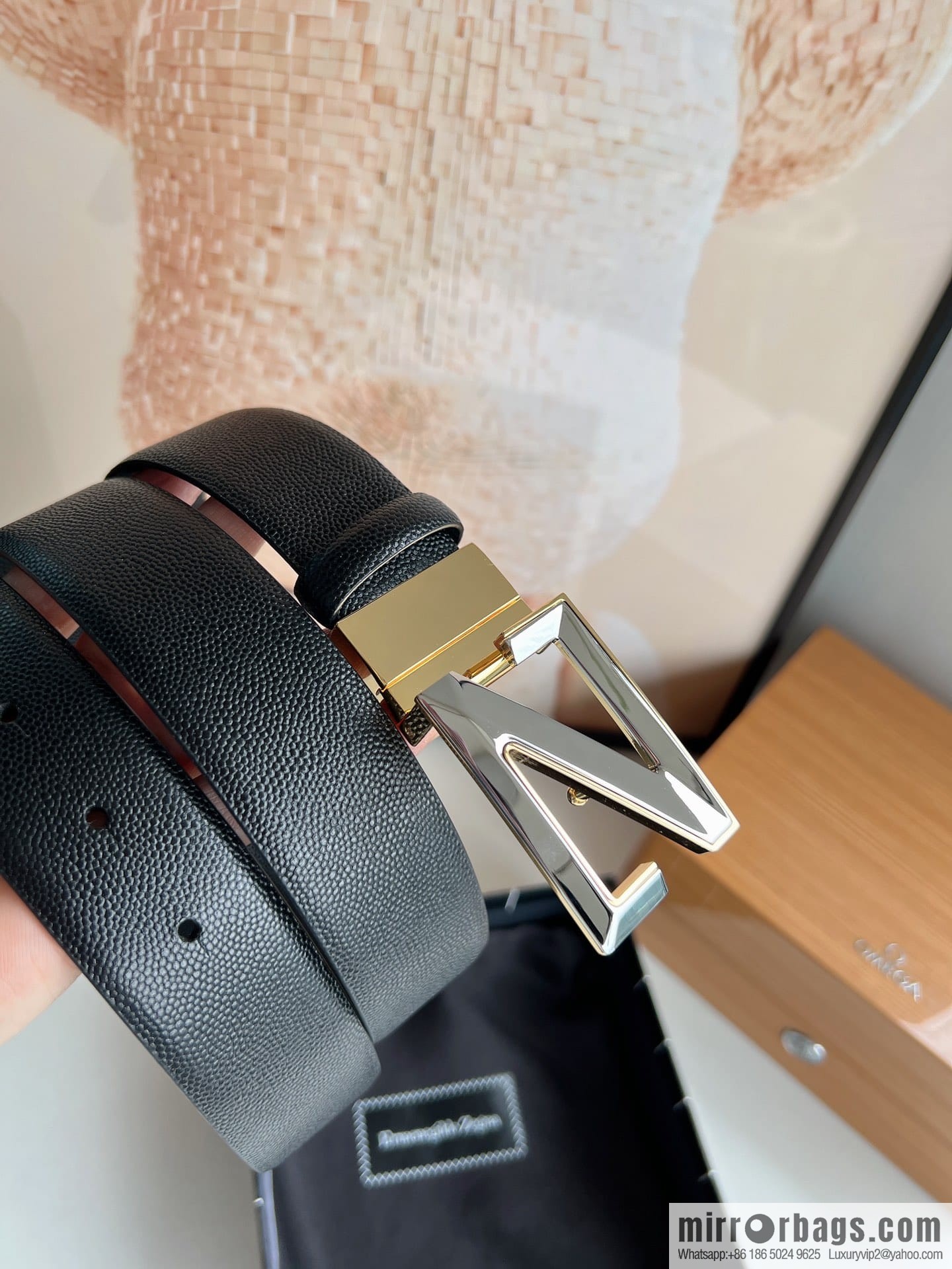 Zegna, double-sided first-layer cowhide sheepskin texture belt men 3.5cm