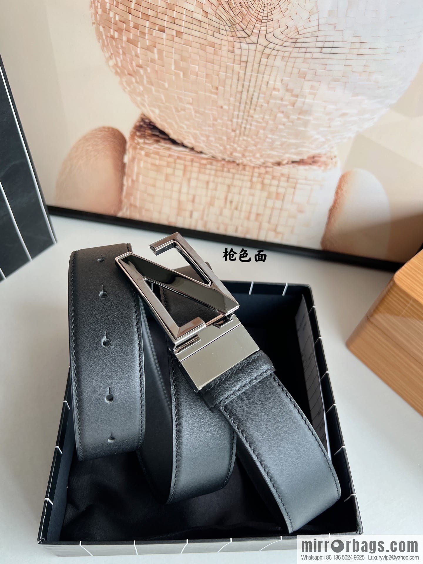 Zegna, double-sided first-layer cowhide sheepskin texture belt men 3.5cm
