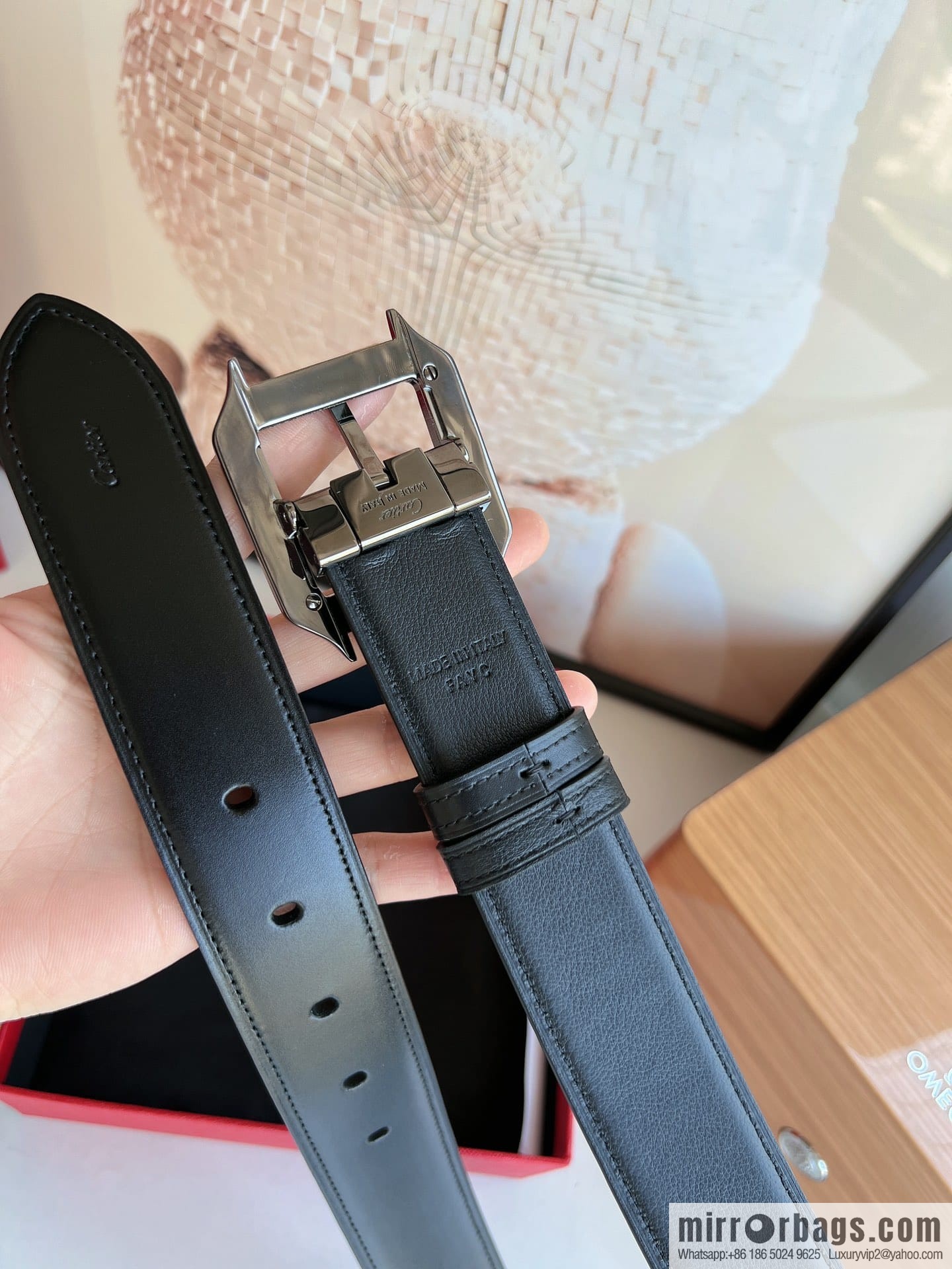 Cartier, textured cowhide double-sided men's belt