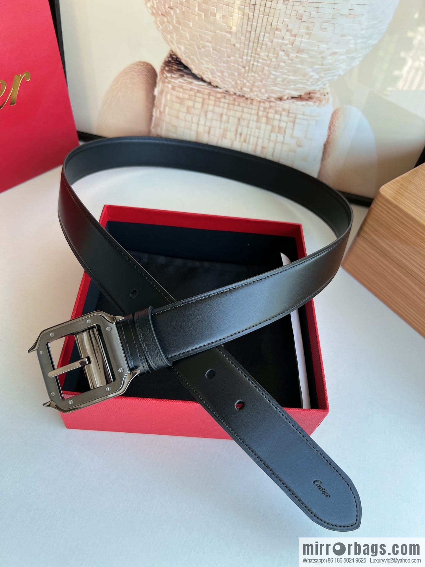Cartier, textured cowhide double-sided men's belt