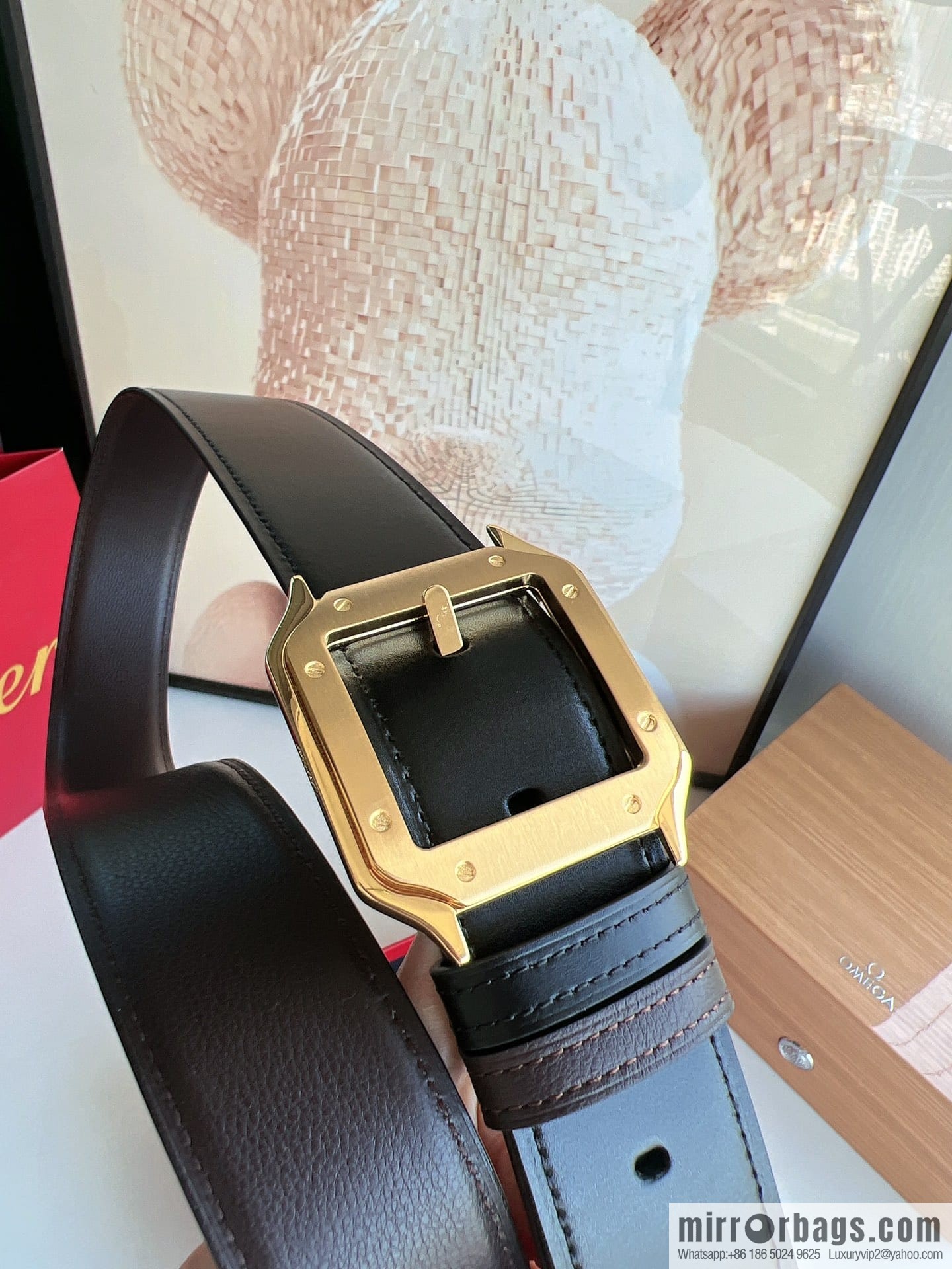 Cartier, textured cowhide double-sided men's belt