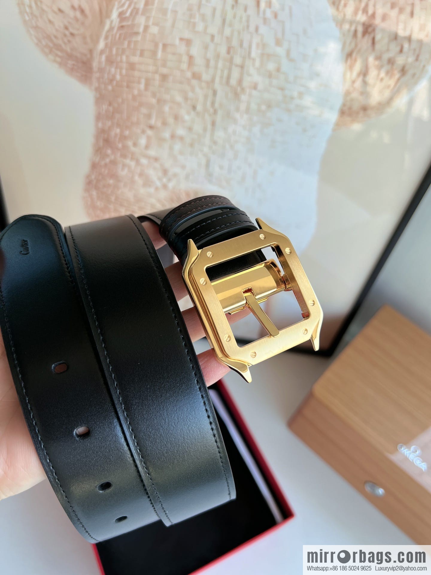 Cartier, textured cowhide double-sided men's belt