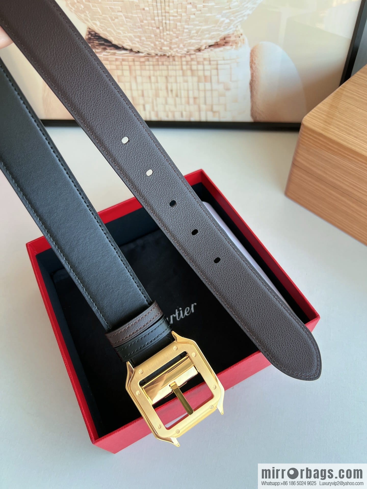 Cartier, textured cowhide double-sided men's belt