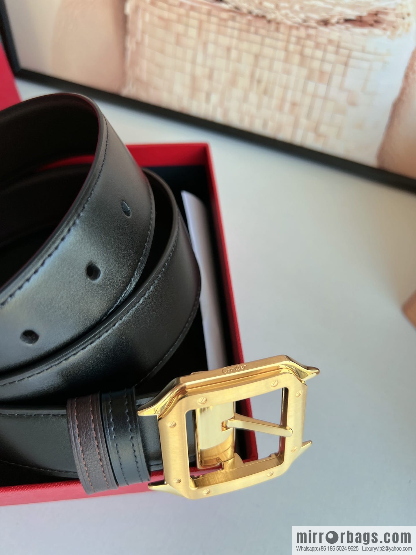 Cartier, textured cowhide double-sided men's belt