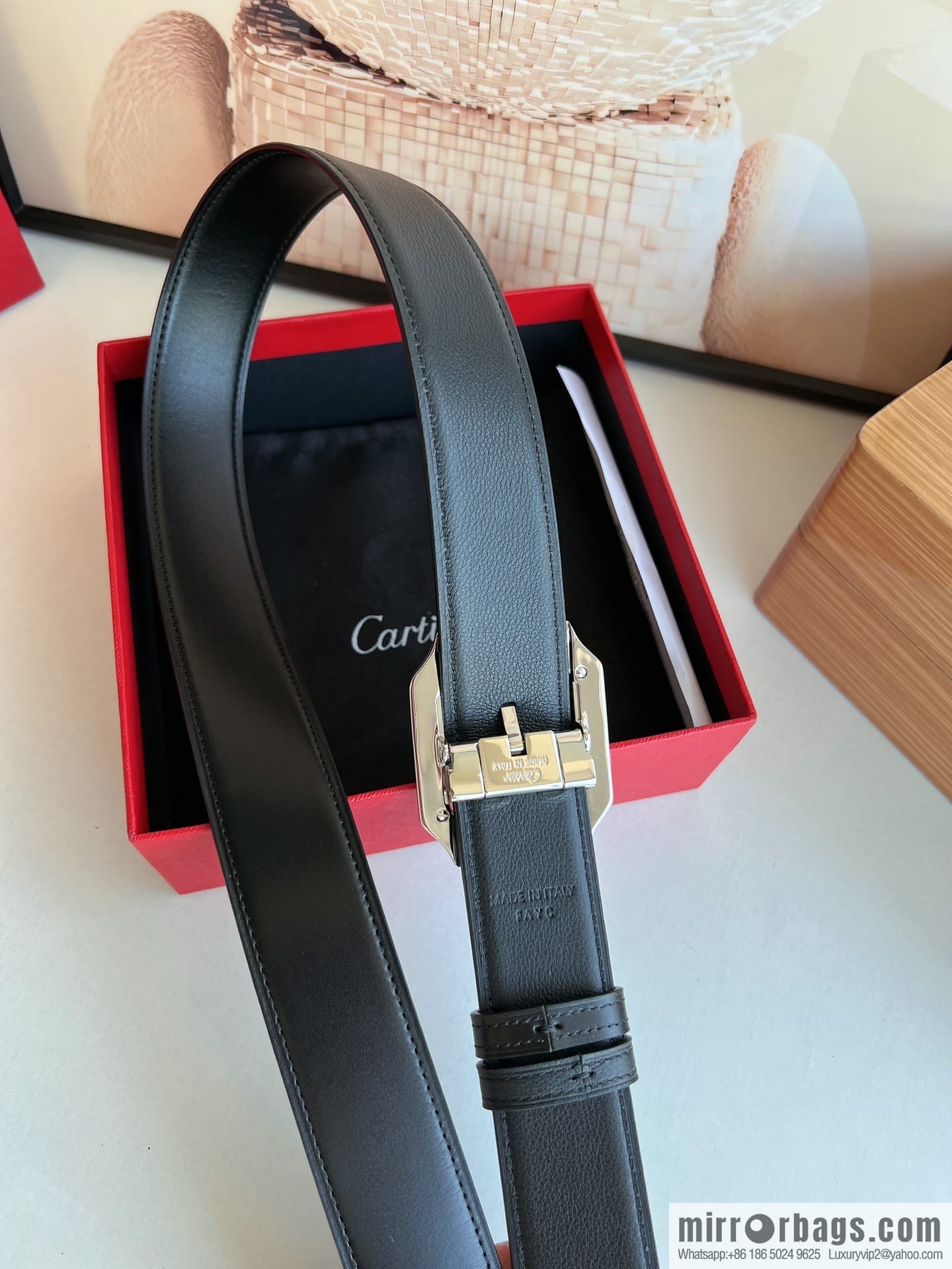 Cartier, textured cowhide double-sided men's belt