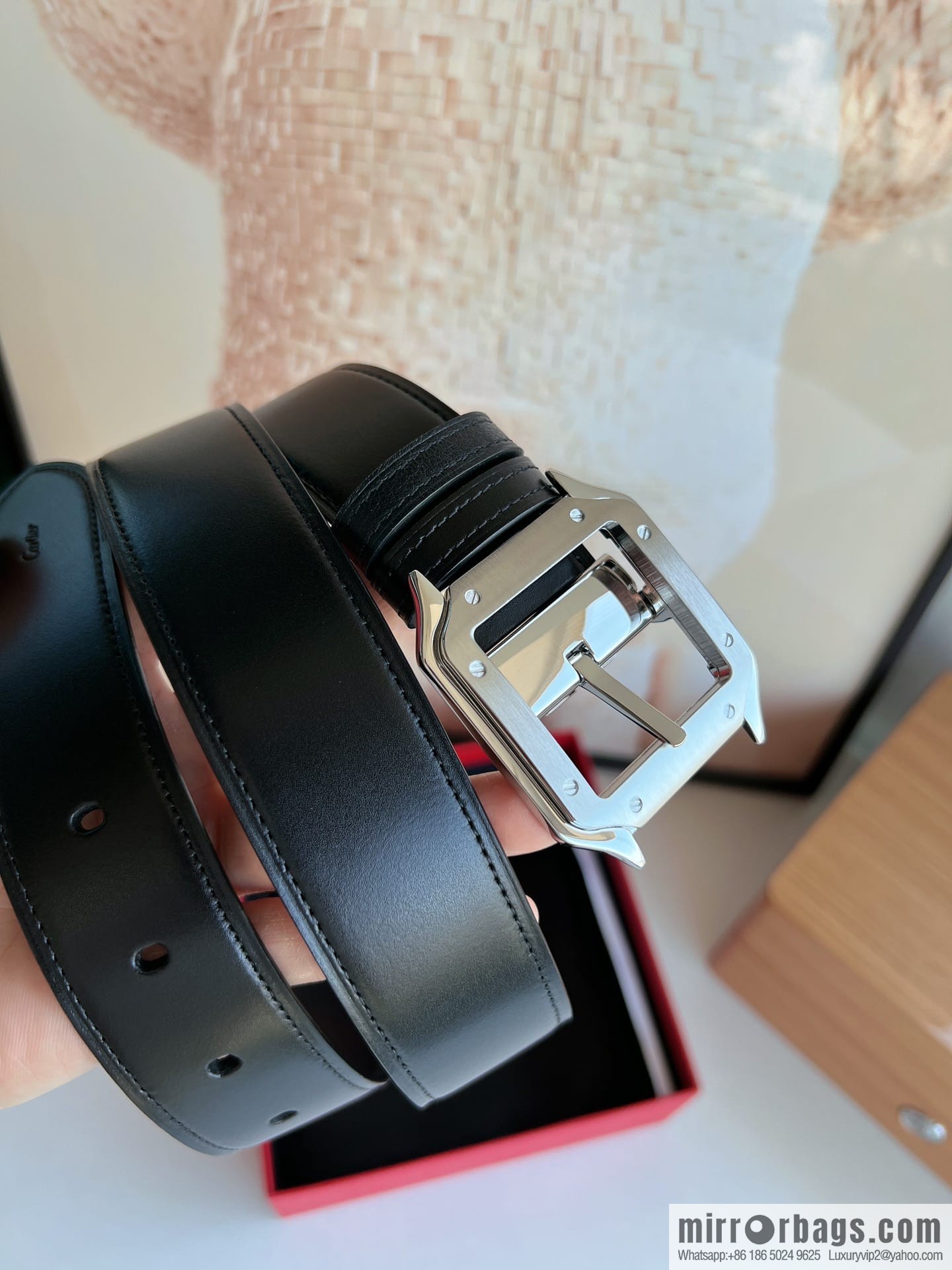 Cartier, textured cowhide double-sided men's belt