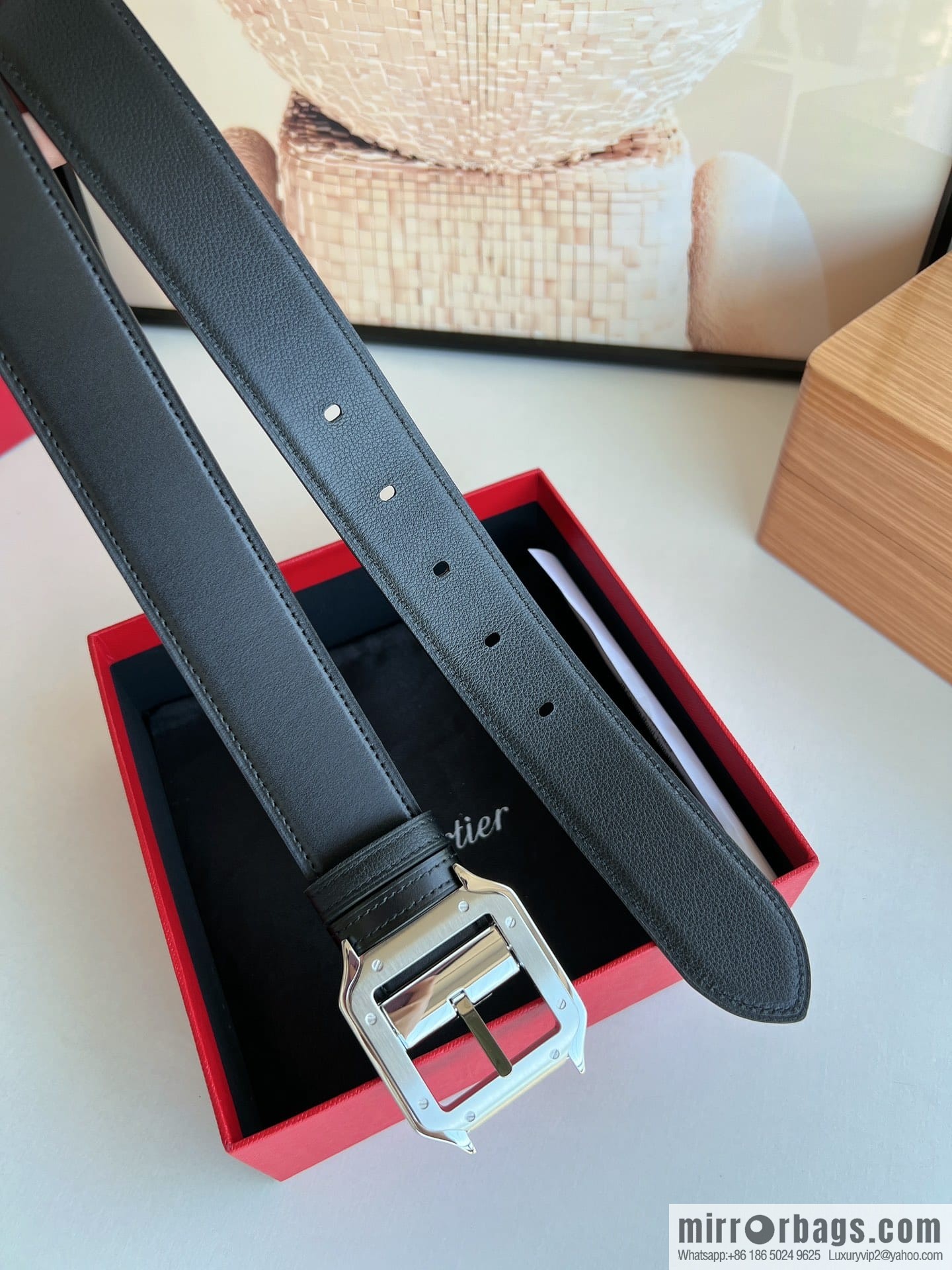 Cartier, textured cowhide double-sided men's belt