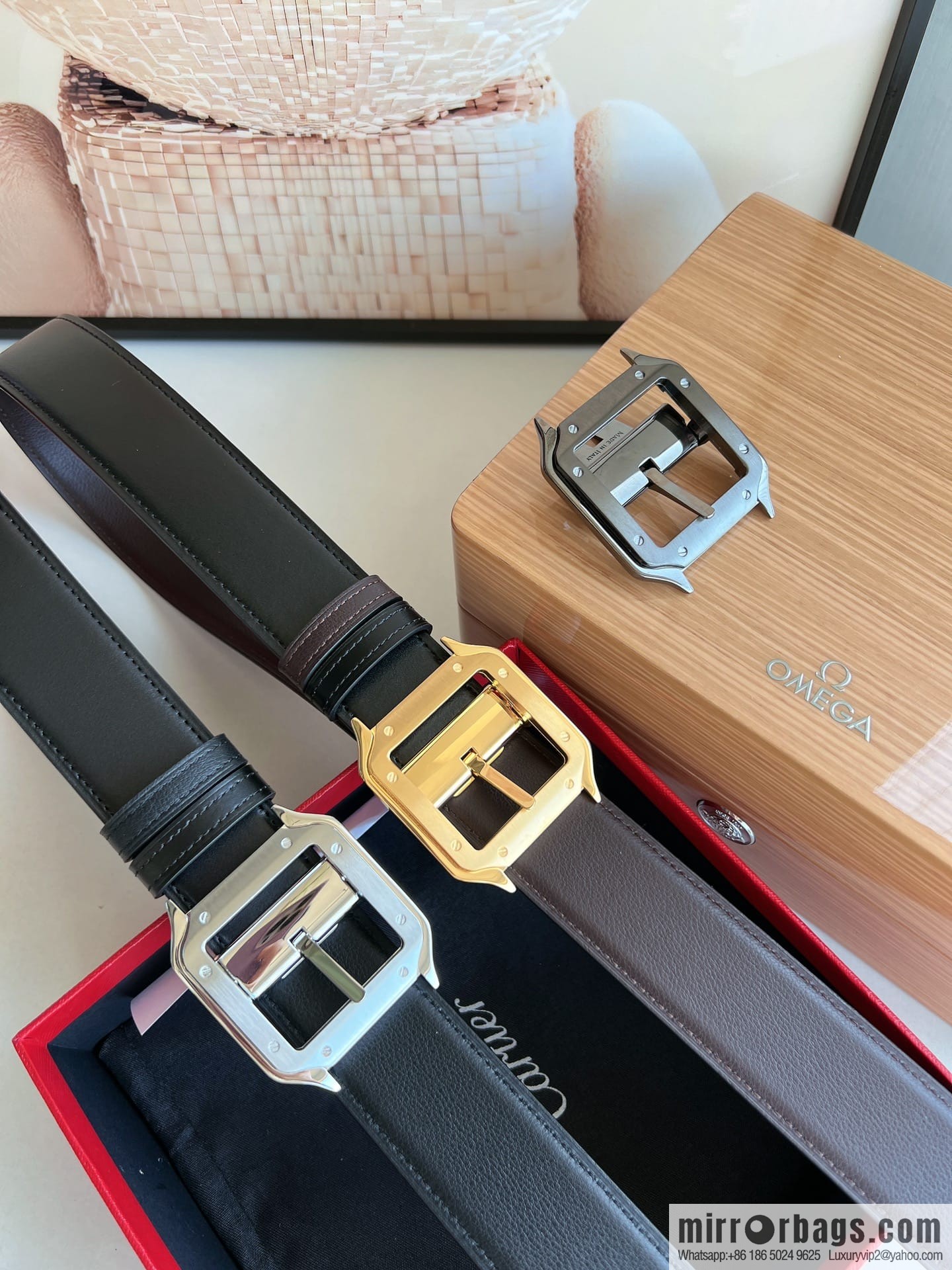 Cartier, textured cowhide double-sided men's belt