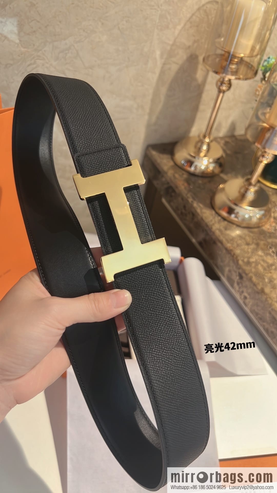 Hermes Men's Belt Gold Silver Solder Joint Metal Buckle Men's 42mm Belt