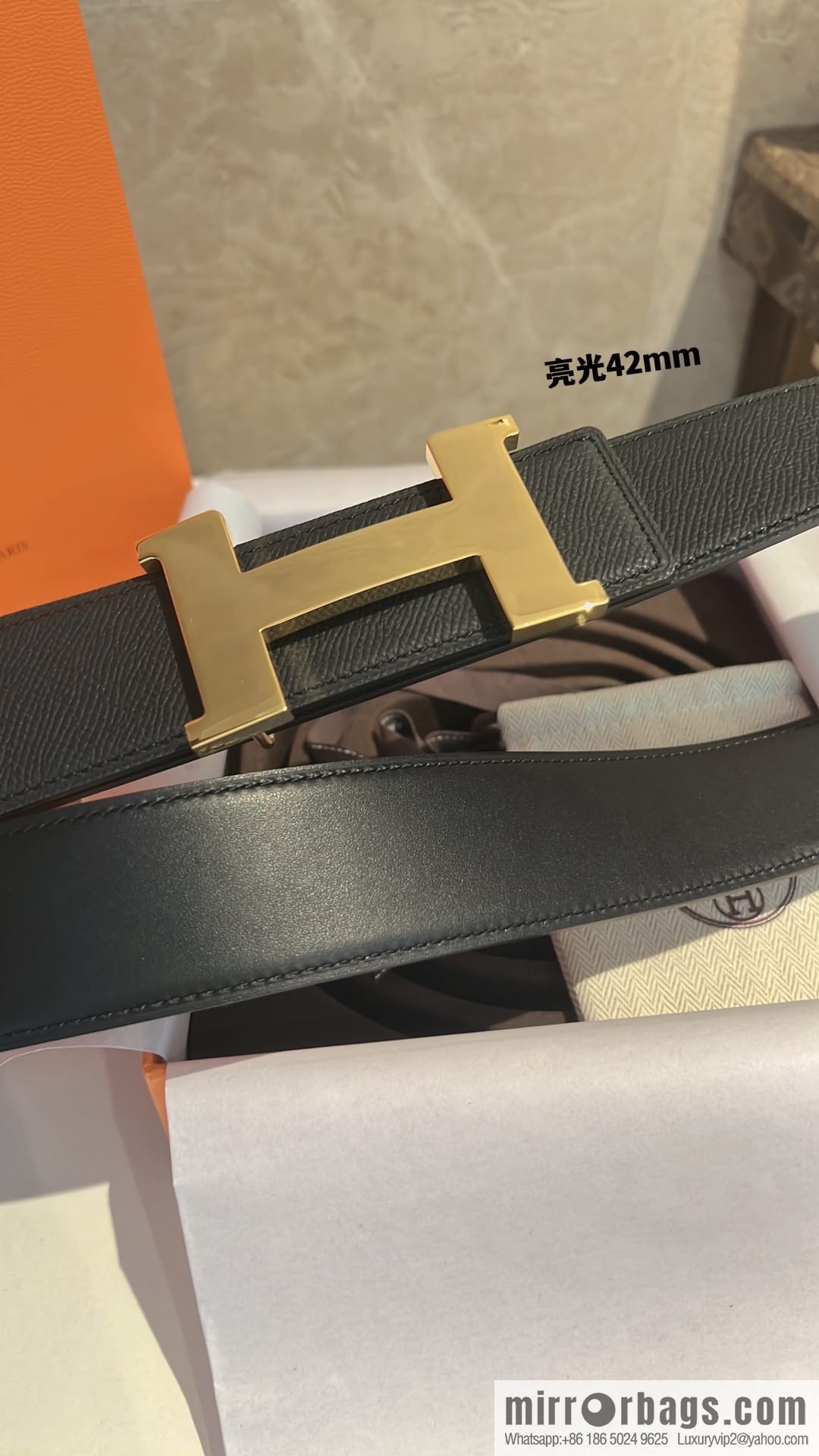 Hermes Men's Belt Gold Silver Solder Joint Metal Buckle Men's 42mm Belt