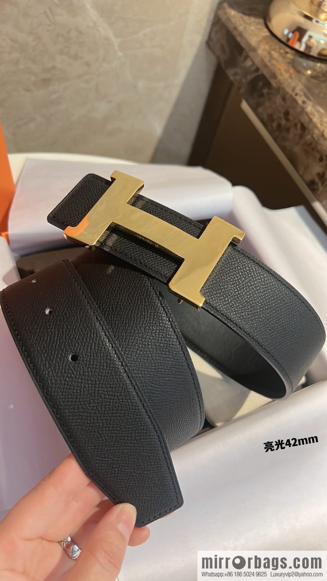 Hermes Men's Belt Gold Silver Solder Joint Metal Buckle Men's 42mm Belt