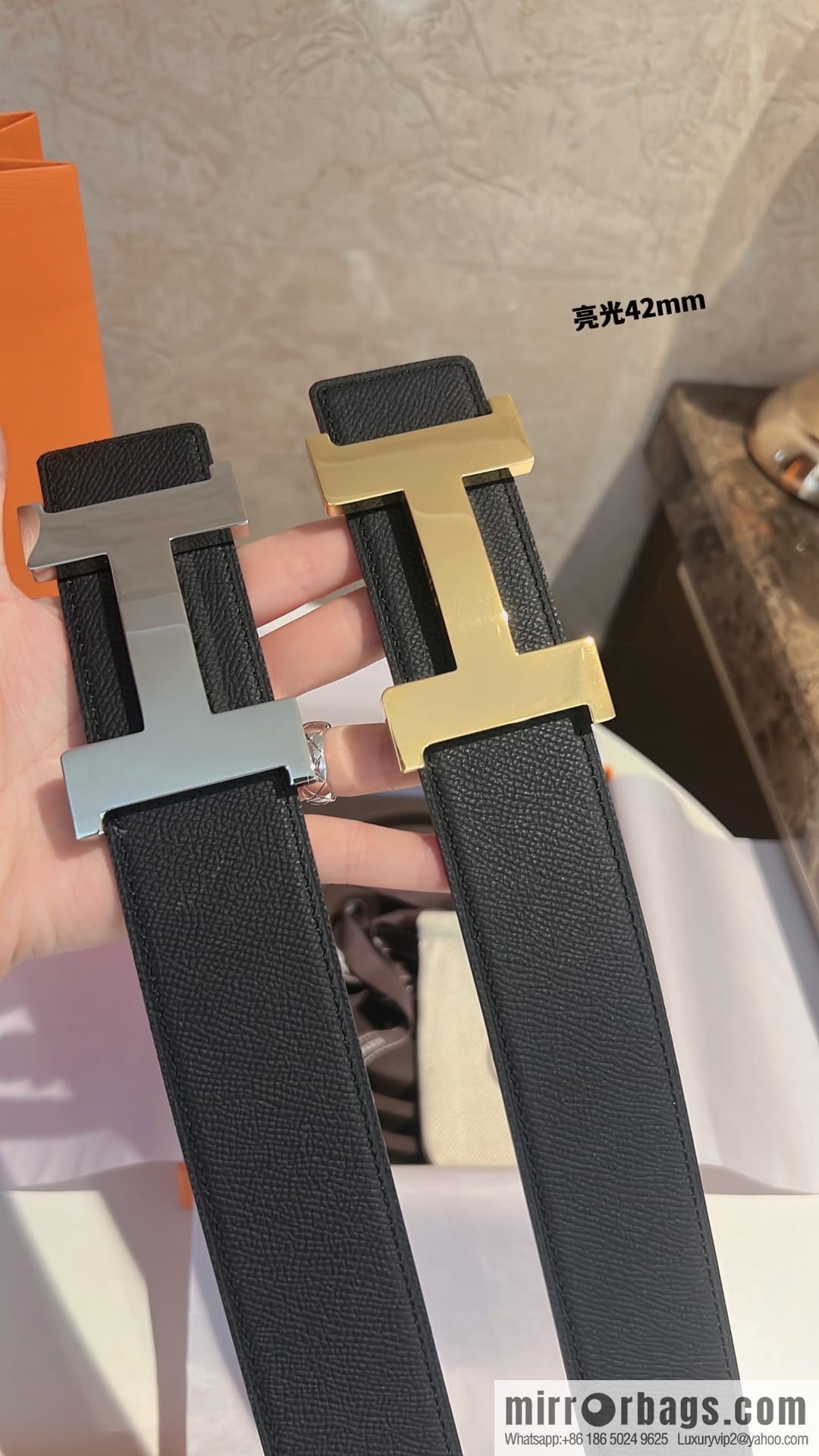 Hermes Men's Belt Gold Silver Solder Joint Metal Buckle Men's 42mm Belt