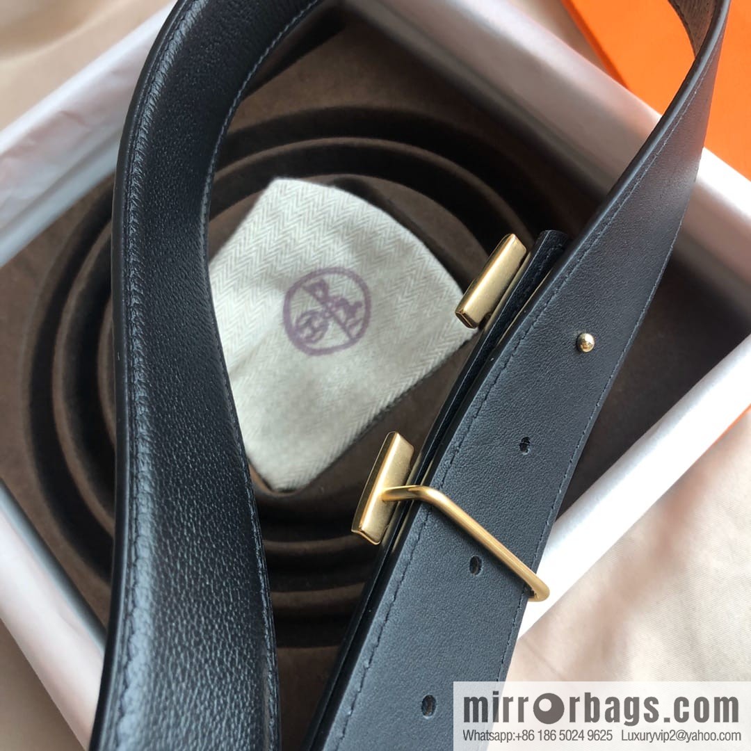 Hermes Hermes, men's 3.5cm first layer cowhide sheepskin with stainless steel H inlaid diamond buckle belt