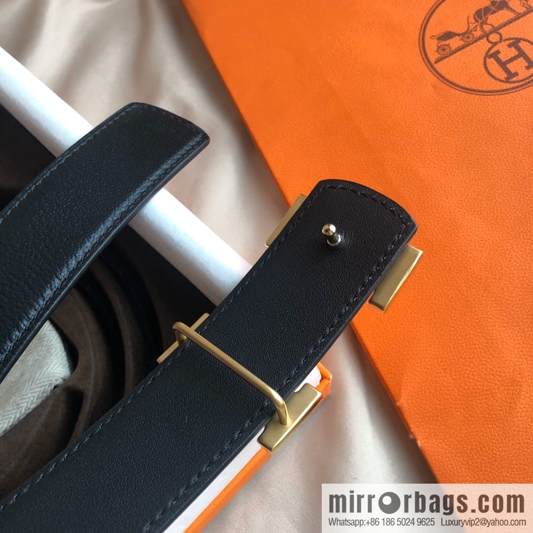 Hermes Hermes, men's 3.5cm first layer cowhide sheepskin with stainless steel H inlaid diamond buckle belt