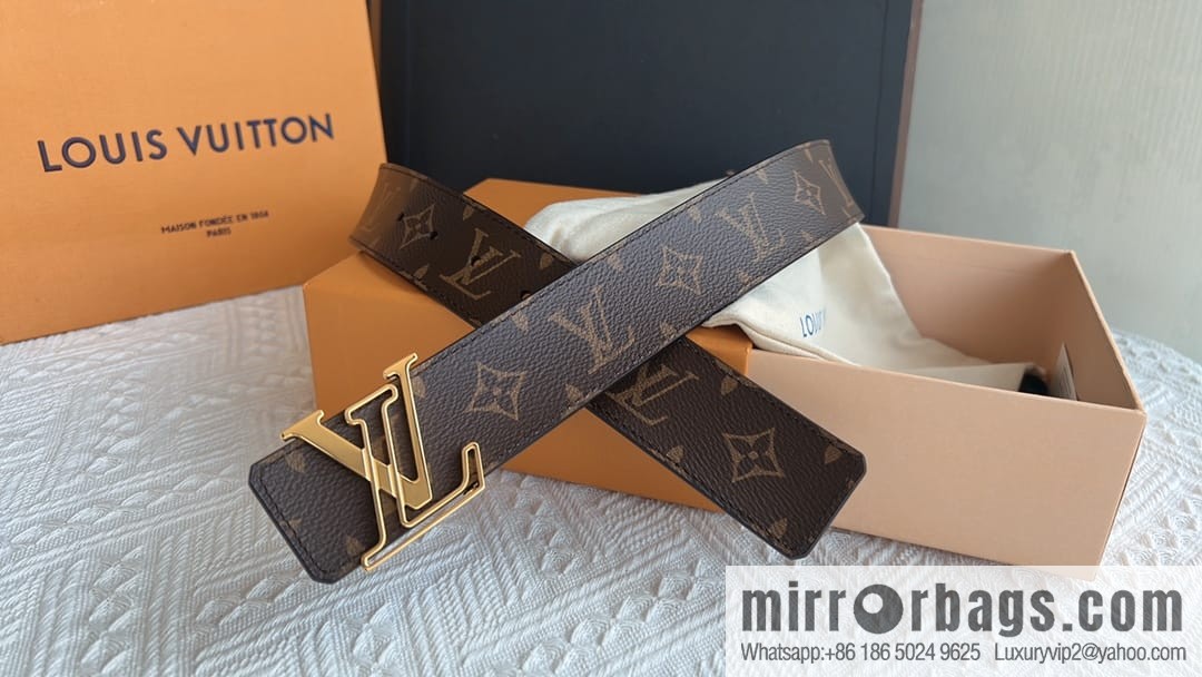 LV/Louis Vuitton, Classic Monogram Dove Double Sided Belt 4.0cm