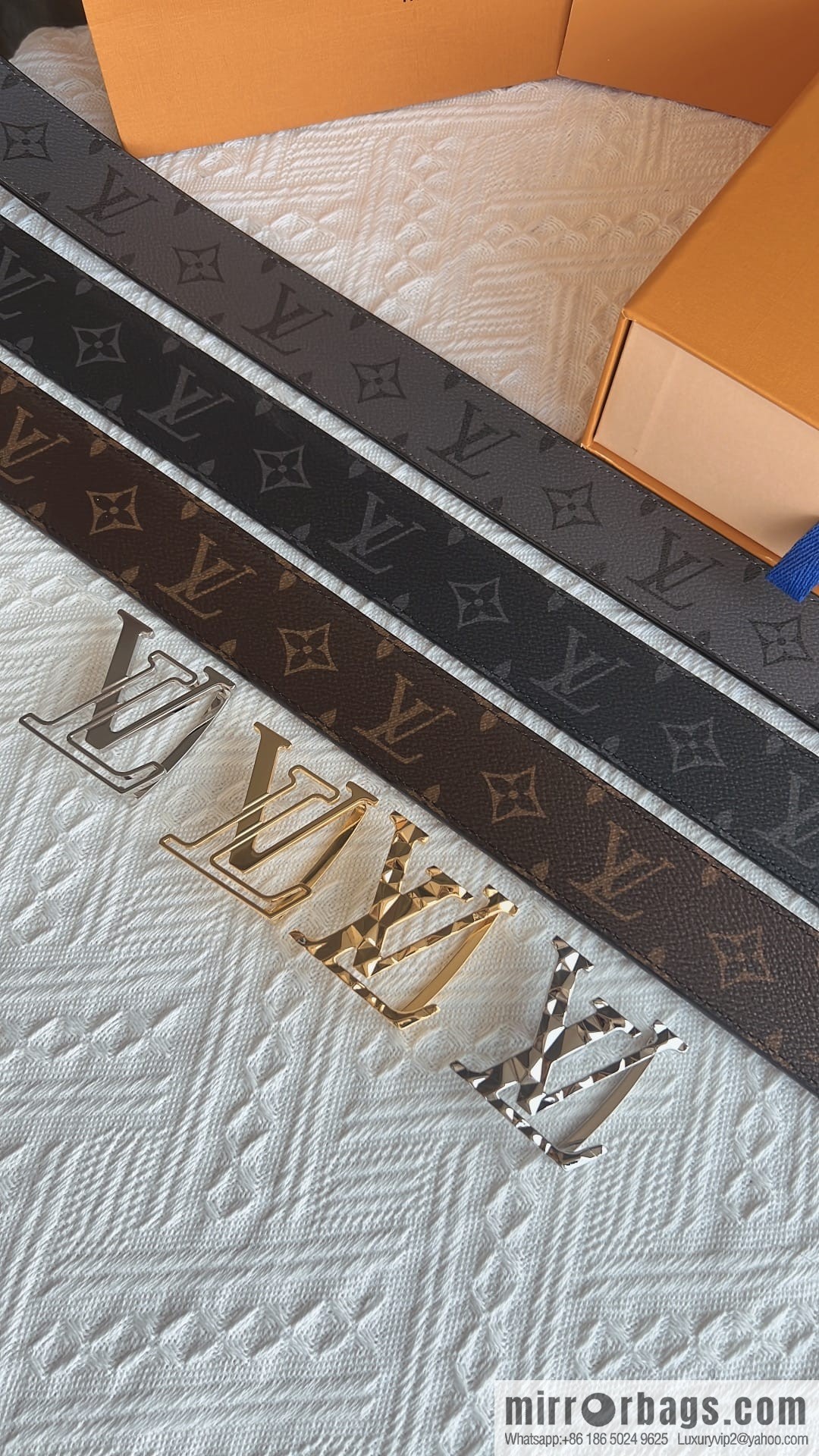 LV/Louis Vuitton, Classic Monogram Dove Double Sided Belt 4.0cm
