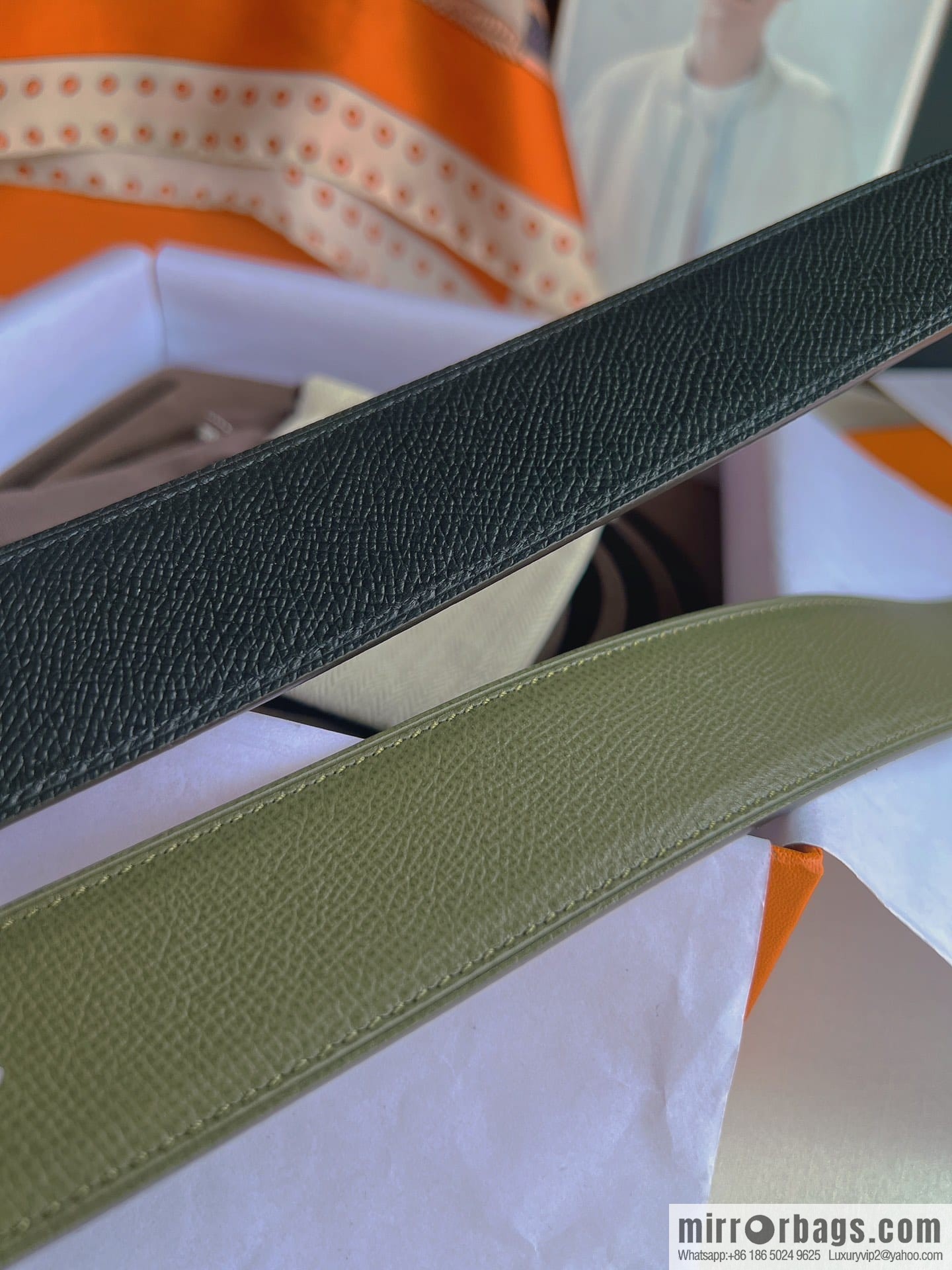 Hermes, Stainless Steel Quad Solder Joint Metal Buckle 38mm Double Sided Leather Belt