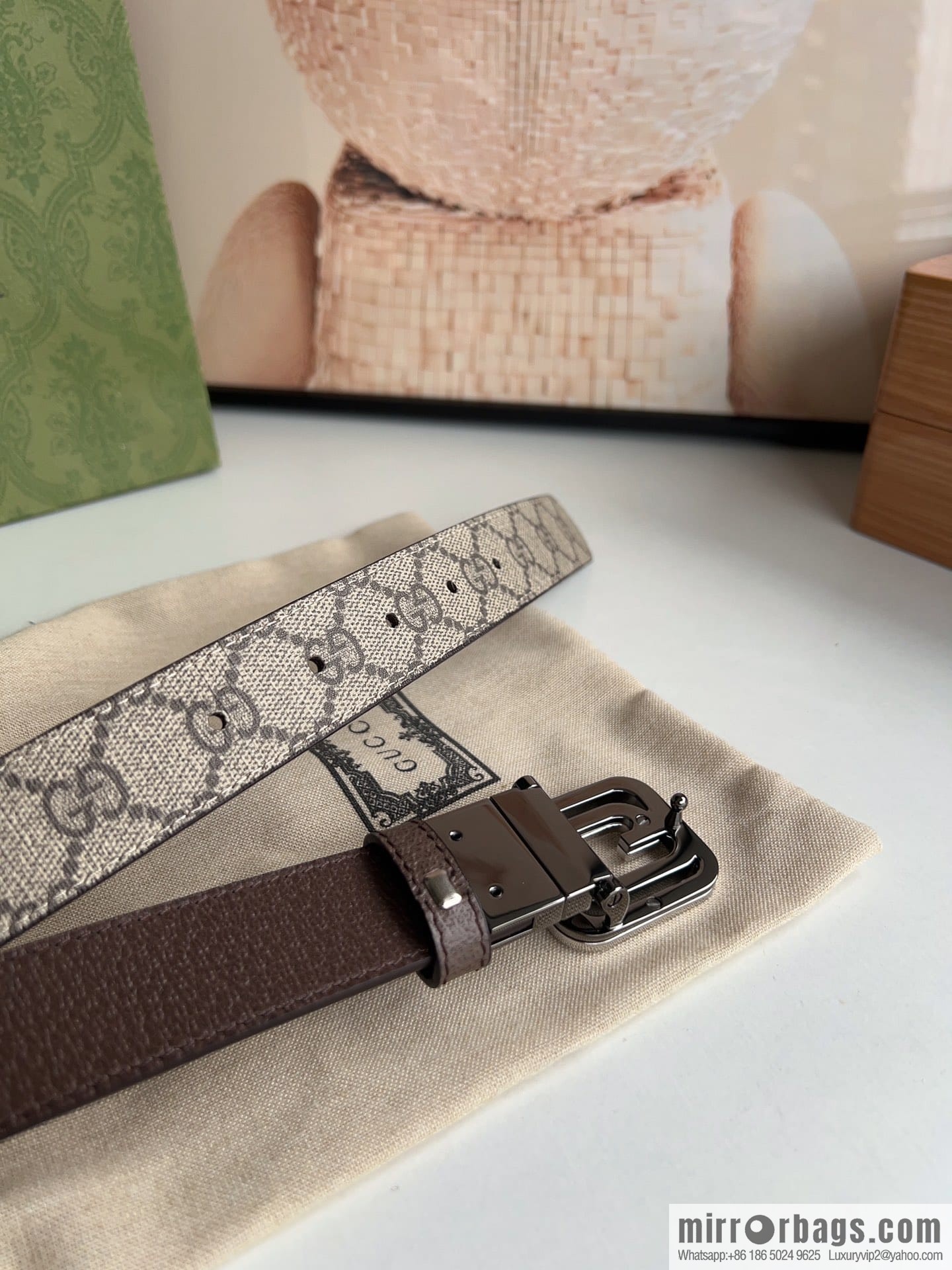Gucci Gucci, square interlocking double G-buckle men's 3.0cm belt