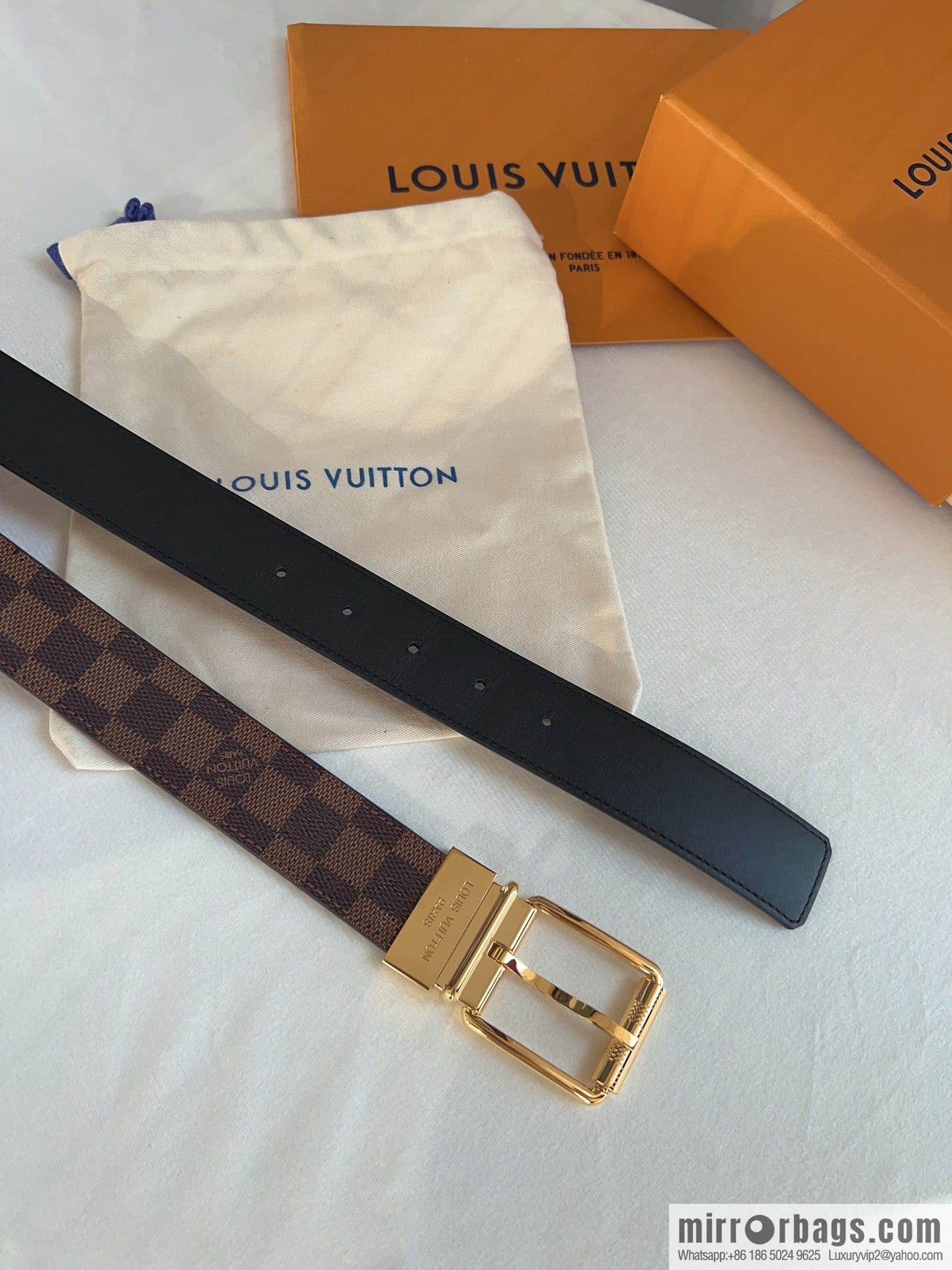 LV/Louis Vuitton, cowhide-lined men's 35mm belt