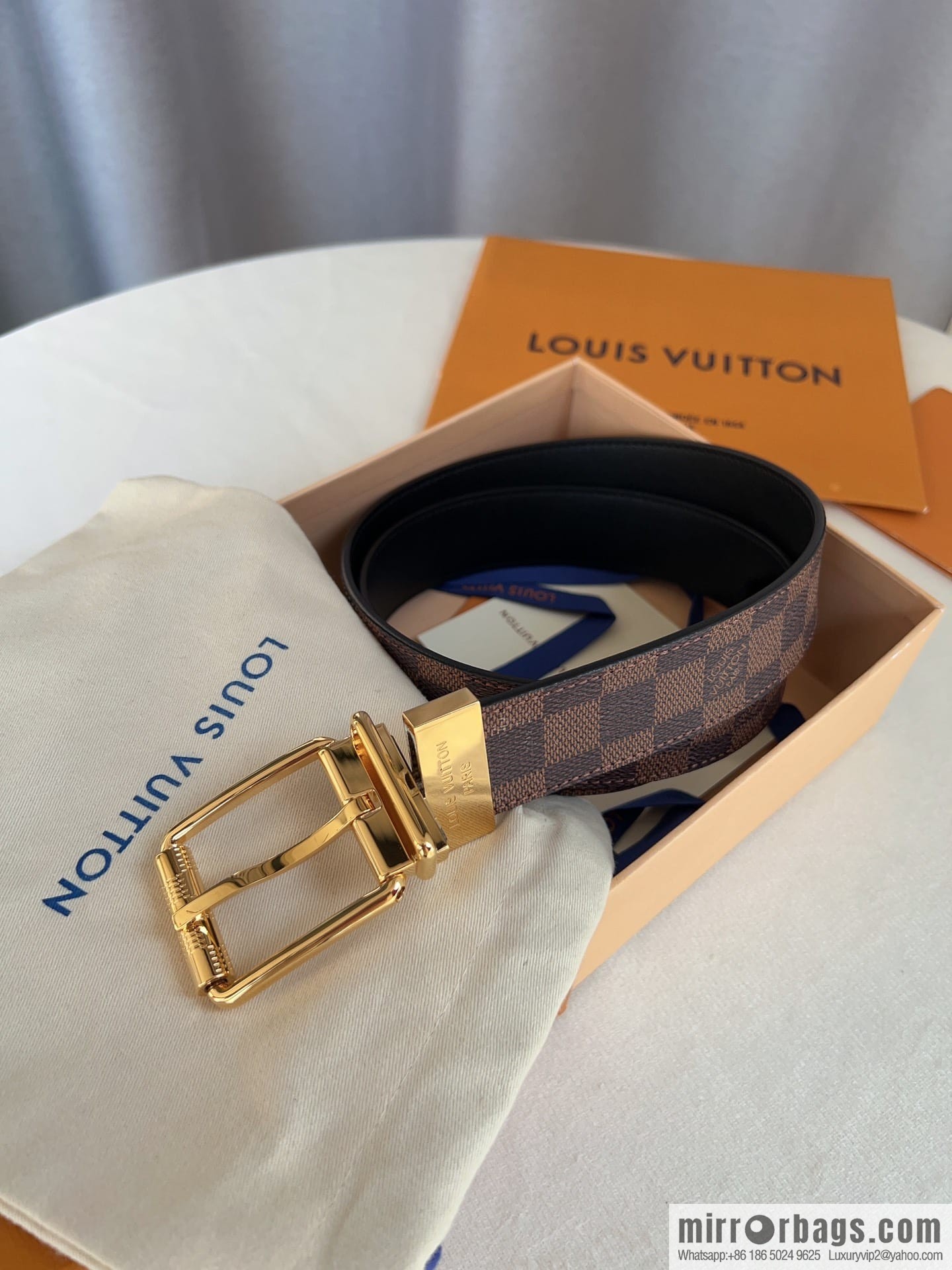 LV/Louis Vuitton, cowhide-lined men's 35mm belt