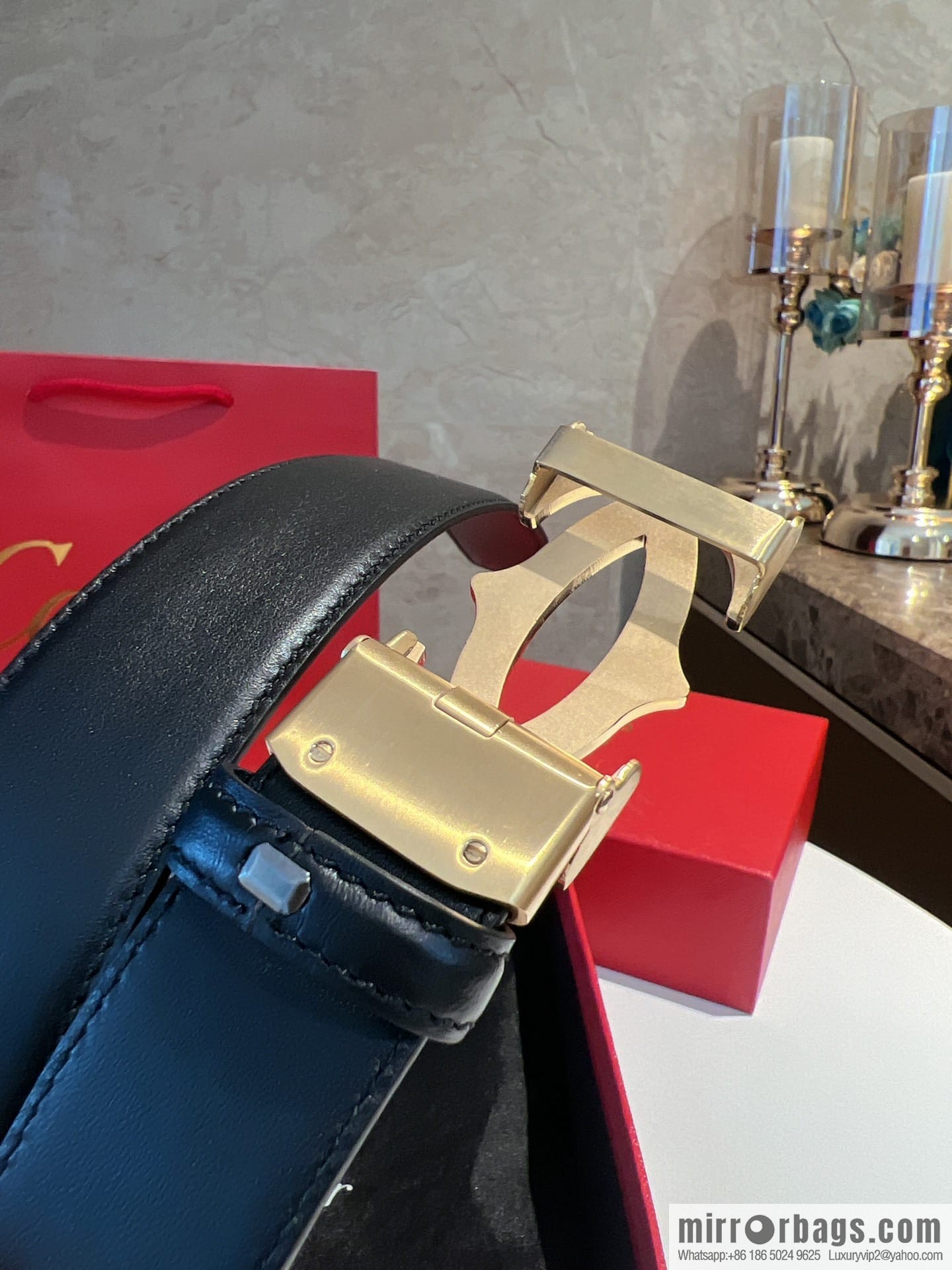 Cartier Men's 3.5cm Classic Stainless Steel Double C Automatic Buckle Double Sided First Layer Cowhide Belt Alveolar Belt