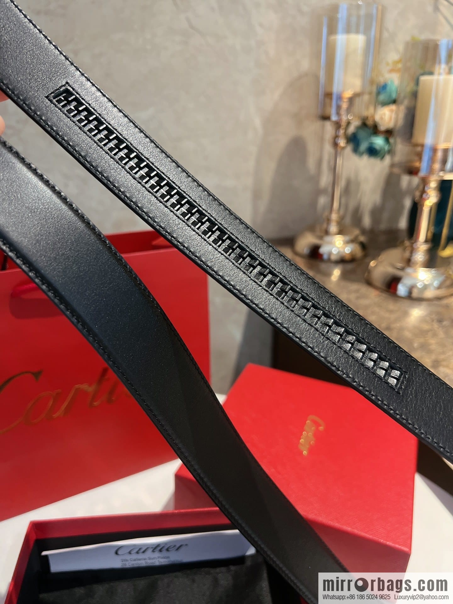 Cartier Men's 3.5cm Classic Stainless Steel Double C Automatic Buckle Double Sided First Layer Cowhide Belt Alveolar Belt