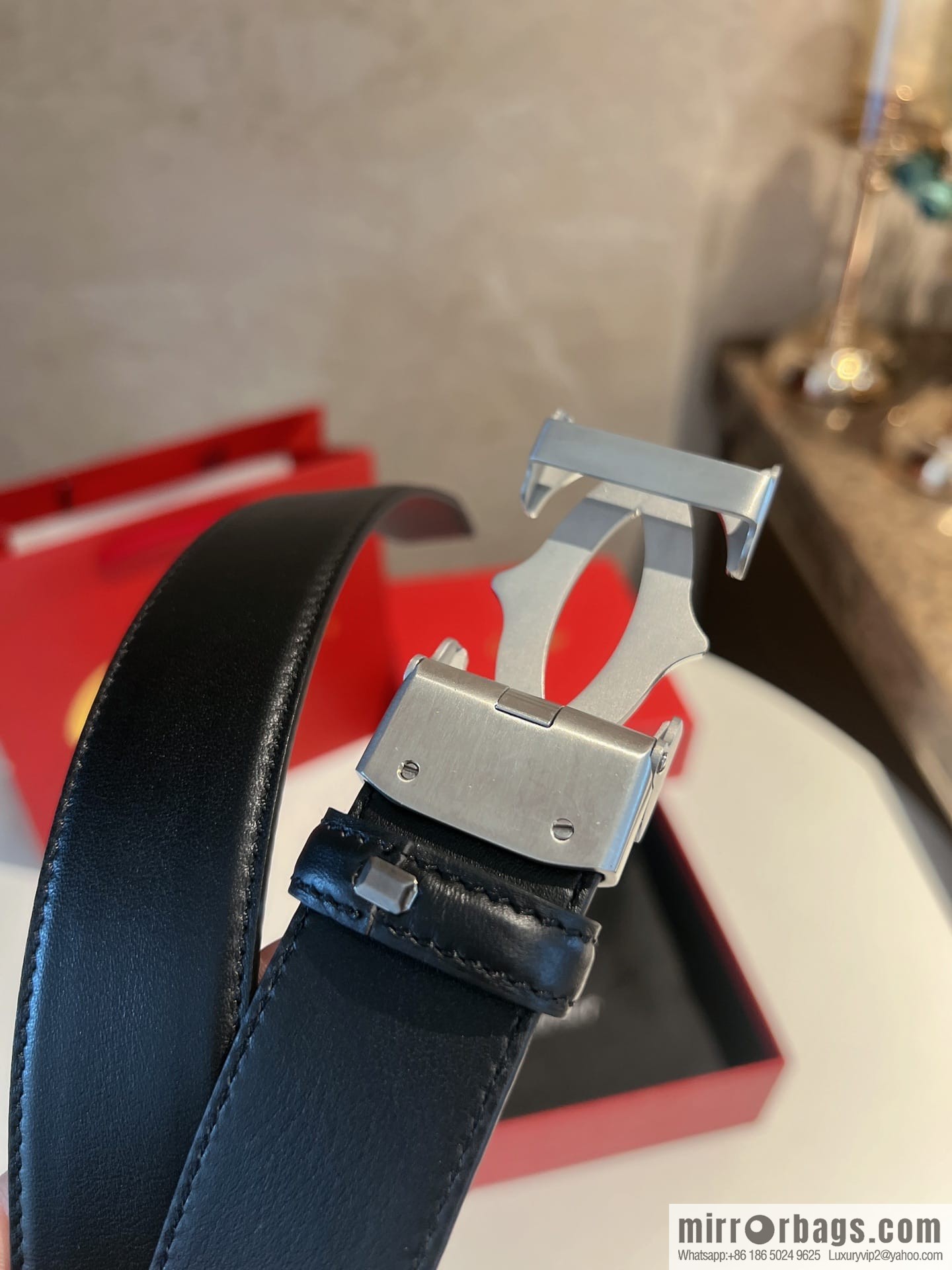 Cartier Men's 3.5cm Classic Stainless Steel Double C Automatic Buckle Double Sided First Layer Cowhide Belt Alveolar Belt