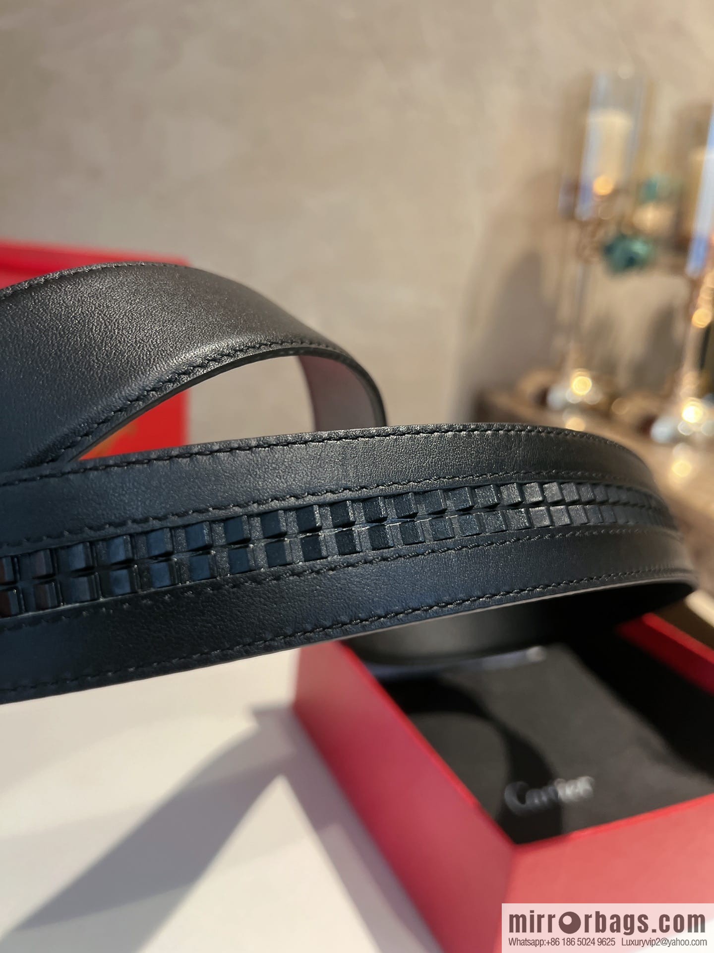 Cartier Men's 3.5cm Classic Stainless Steel Double C Automatic Buckle Double Sided First Layer Cowhide Belt Alveolar Belt