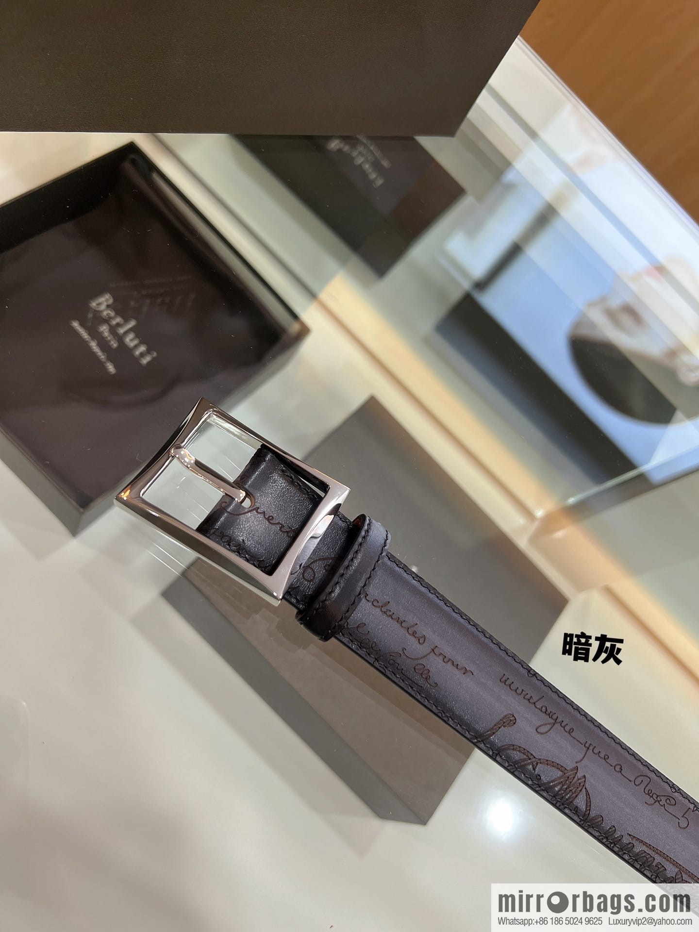 Berluti Stainless Steel Needle Metal Buckle Men's 3.5cm Belt