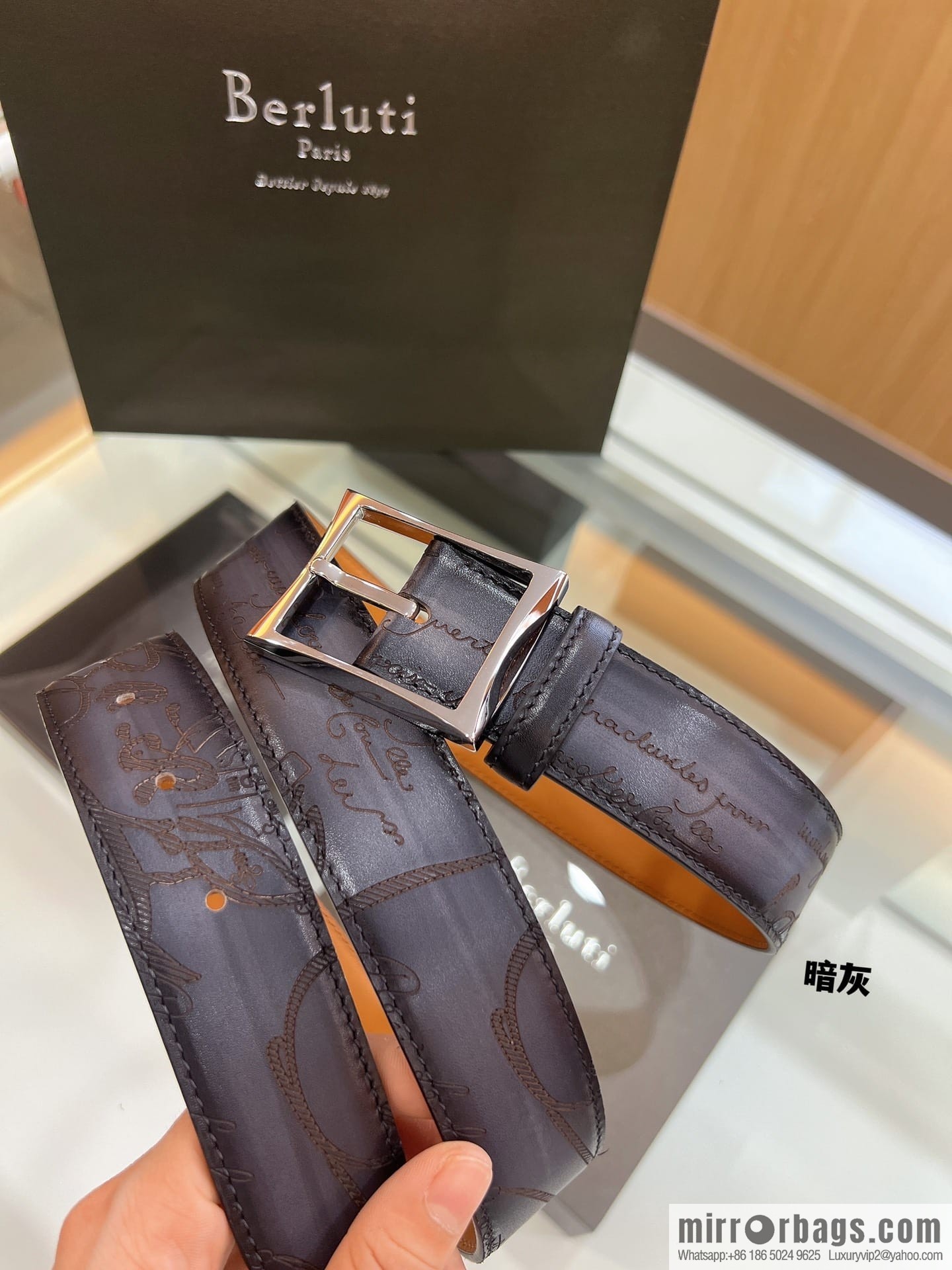 Berluti Stainless Steel Needle Metal Buckle Men's 3.5cm Belt