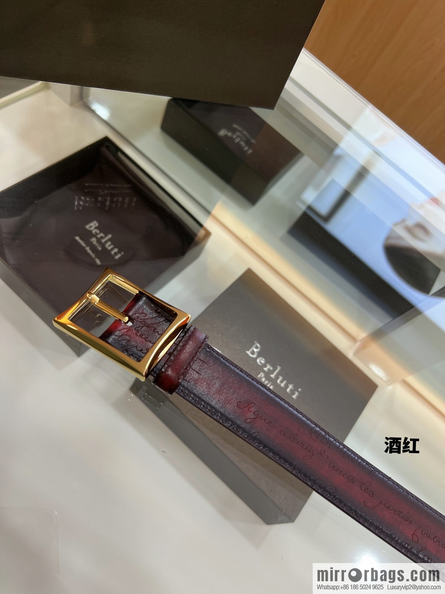 Berluti Stainless Steel Needle Metal Buckle Men's 3.5cm Belt