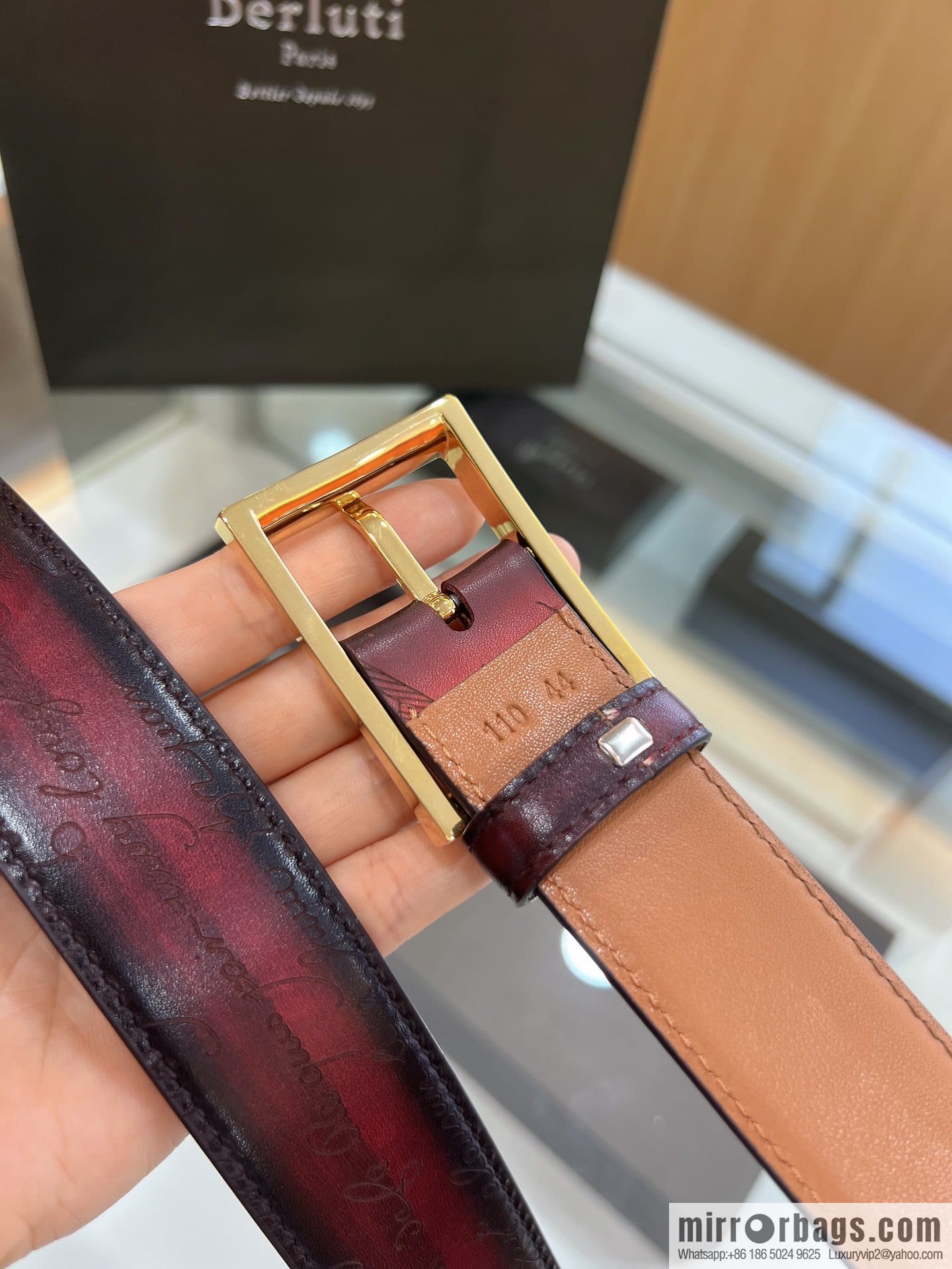 Berluti Stainless Steel Needle Metal Buckle Men's 3.5cm Belt