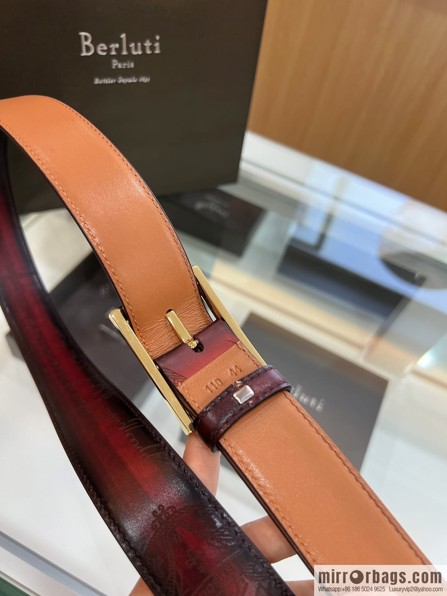 Berluti Stainless Steel Needle Metal Buckle Men's 3.5cm Belt