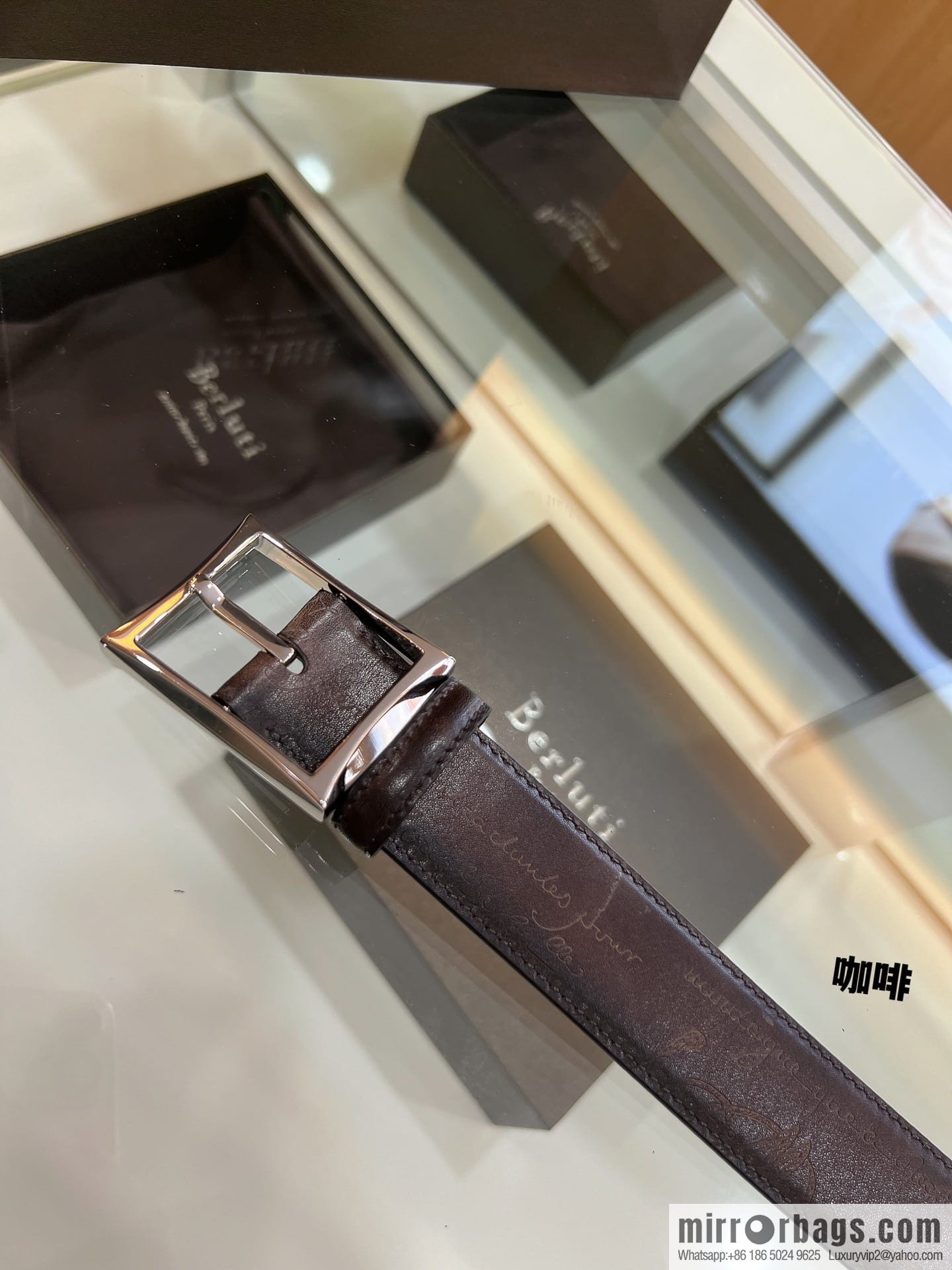 Berluti Stainless Steel Needle Metal Buckle Men's 3.5cm Belt