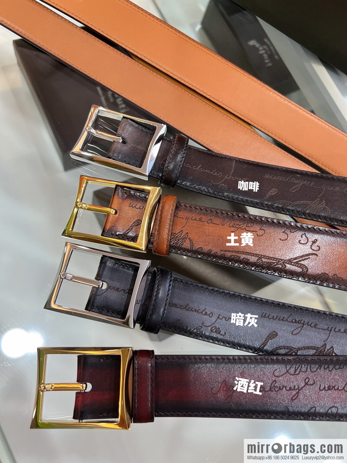 Berluti Stainless Steel Needle Metal Buckle Men's 3.5cm Belt