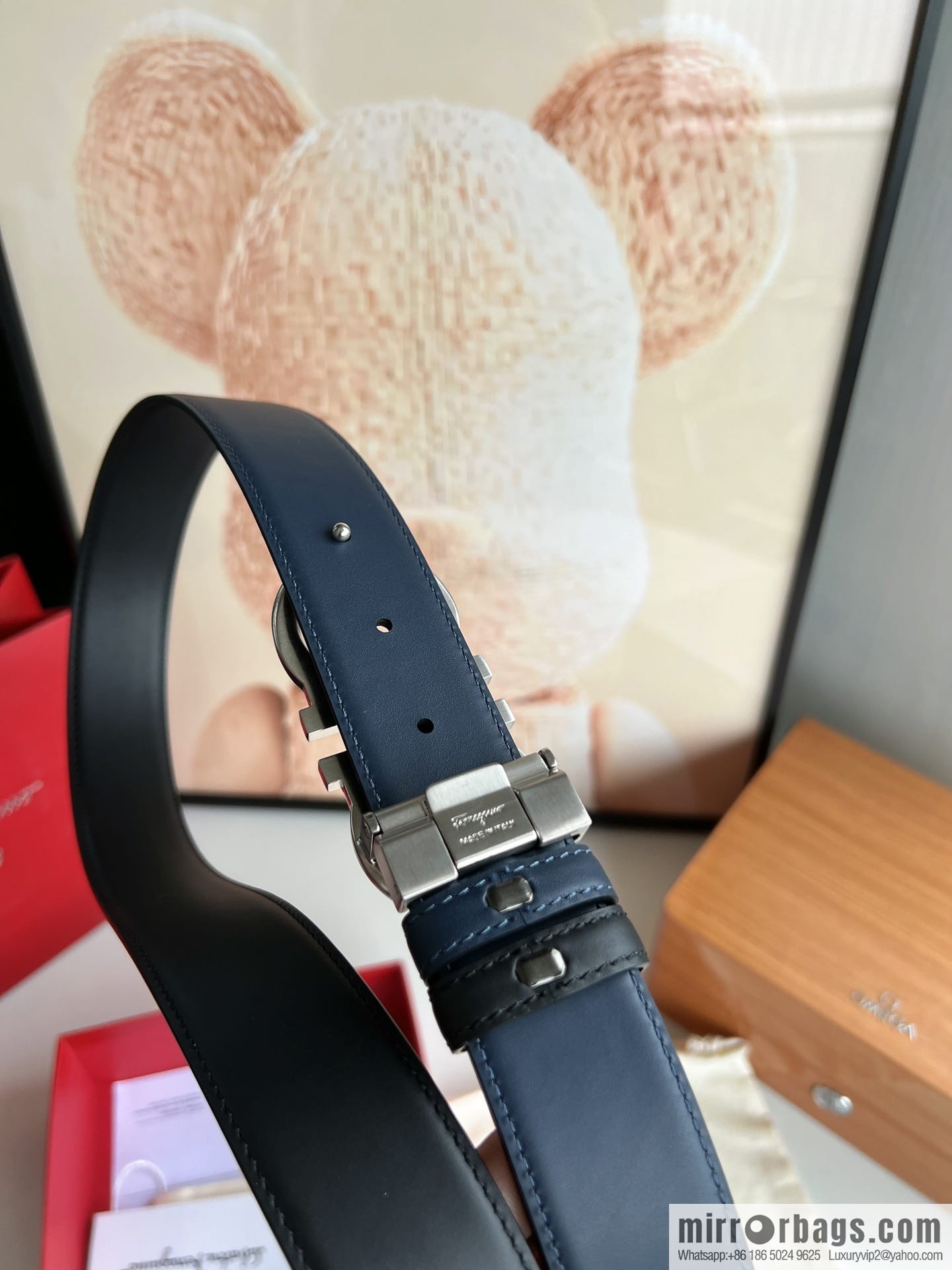 FERRAGAMO Ferragamo, boutique 8-character counter version metal buckle men's 3.5cm belt