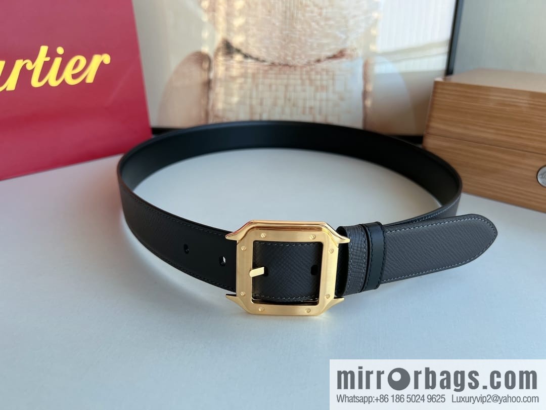 Cartier Cartier, textured black cowhide double-sided belt