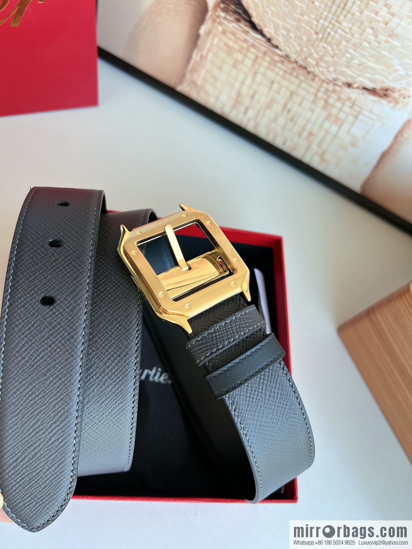 Cartier Cartier, textured black cowhide double-sided belt