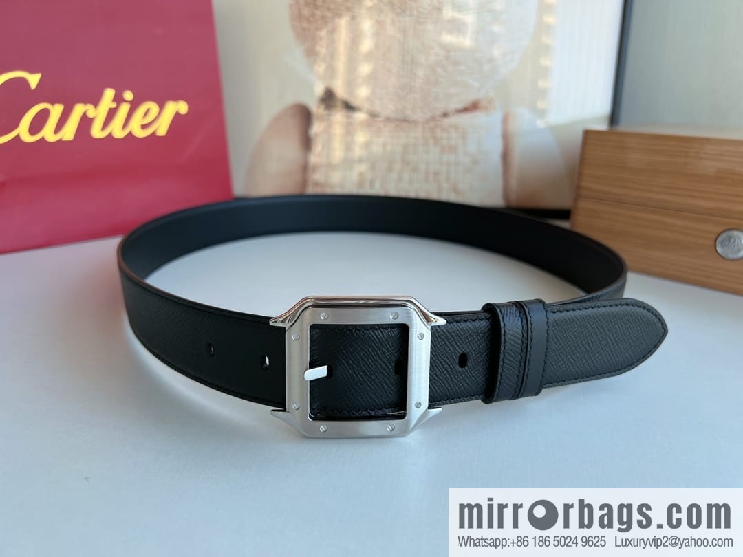 Cartier Cartier, textured black cowhide double-sided belt
