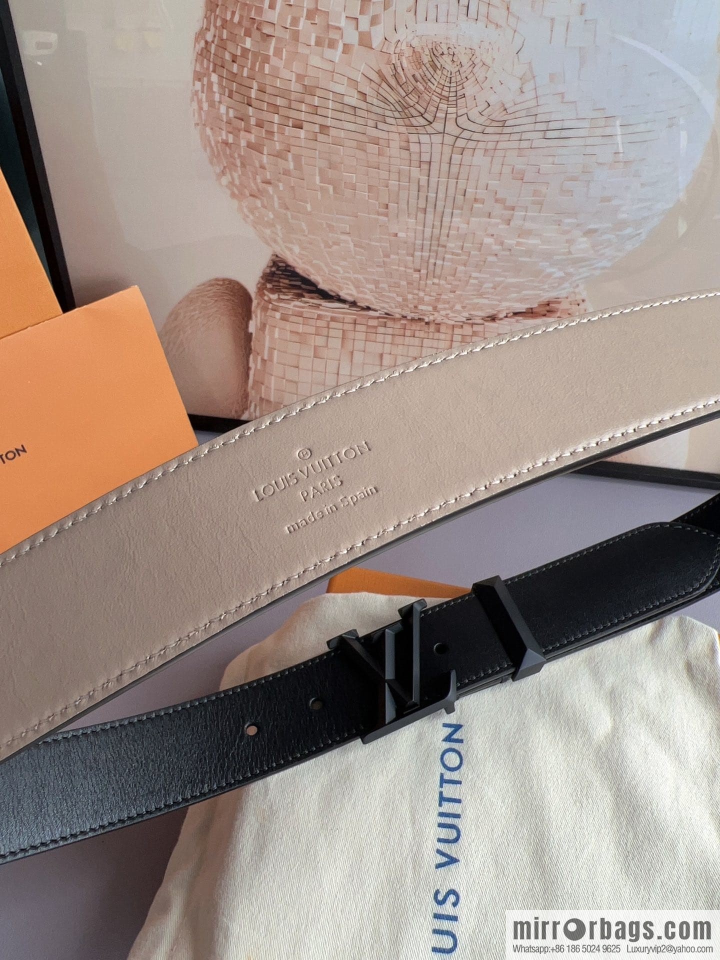 LV/Louis Vuitton, soft cowhide LV Pyramide belt