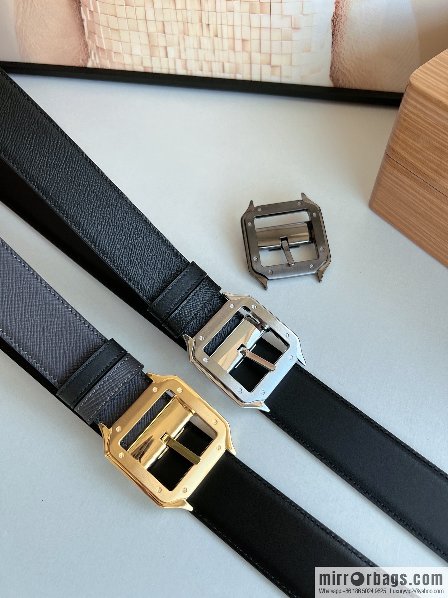 Cartier Cartier, textured black cowhide double-sided belt