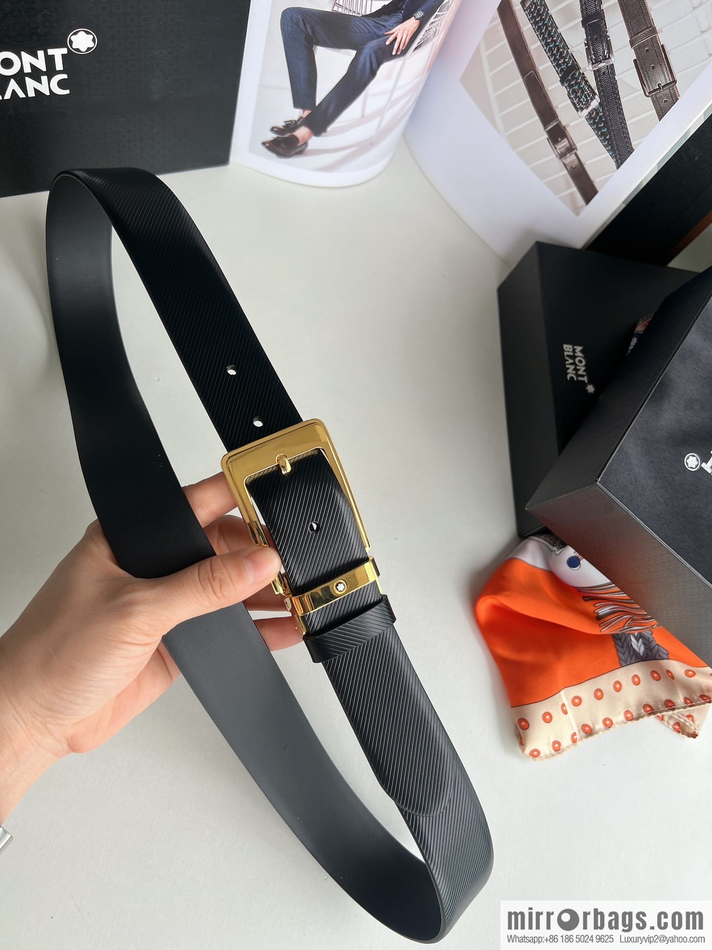 Montblanc, Needle Button Men's 3.5cm Belt