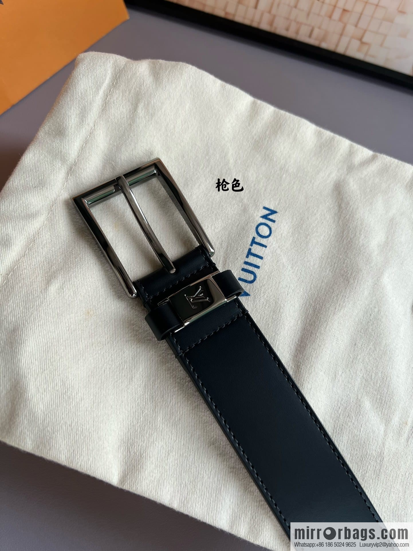 LV/Louis Vuitton, Metal Buckle Men's 35mm Vendome Belt