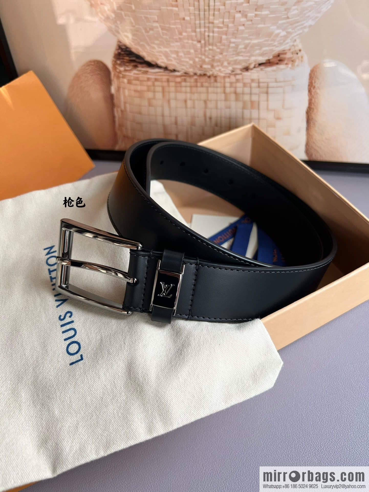 LV/Louis Vuitton, Metal Buckle Men's 35mm Vendome Belt