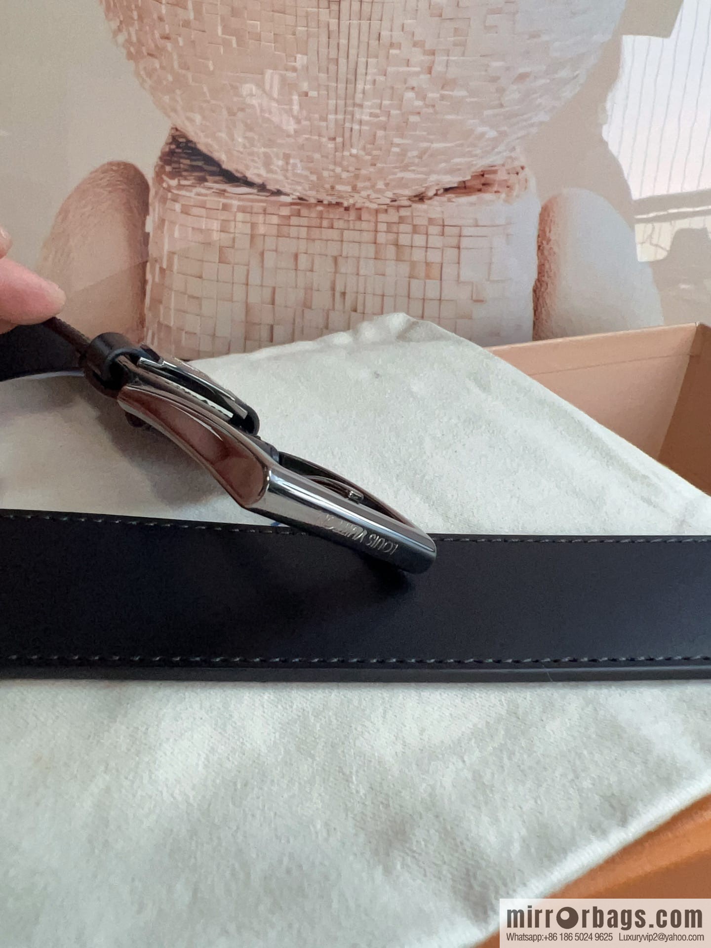 LV/Louis Vuitton, Metal Buckle Men's 35mm Vendome Belt