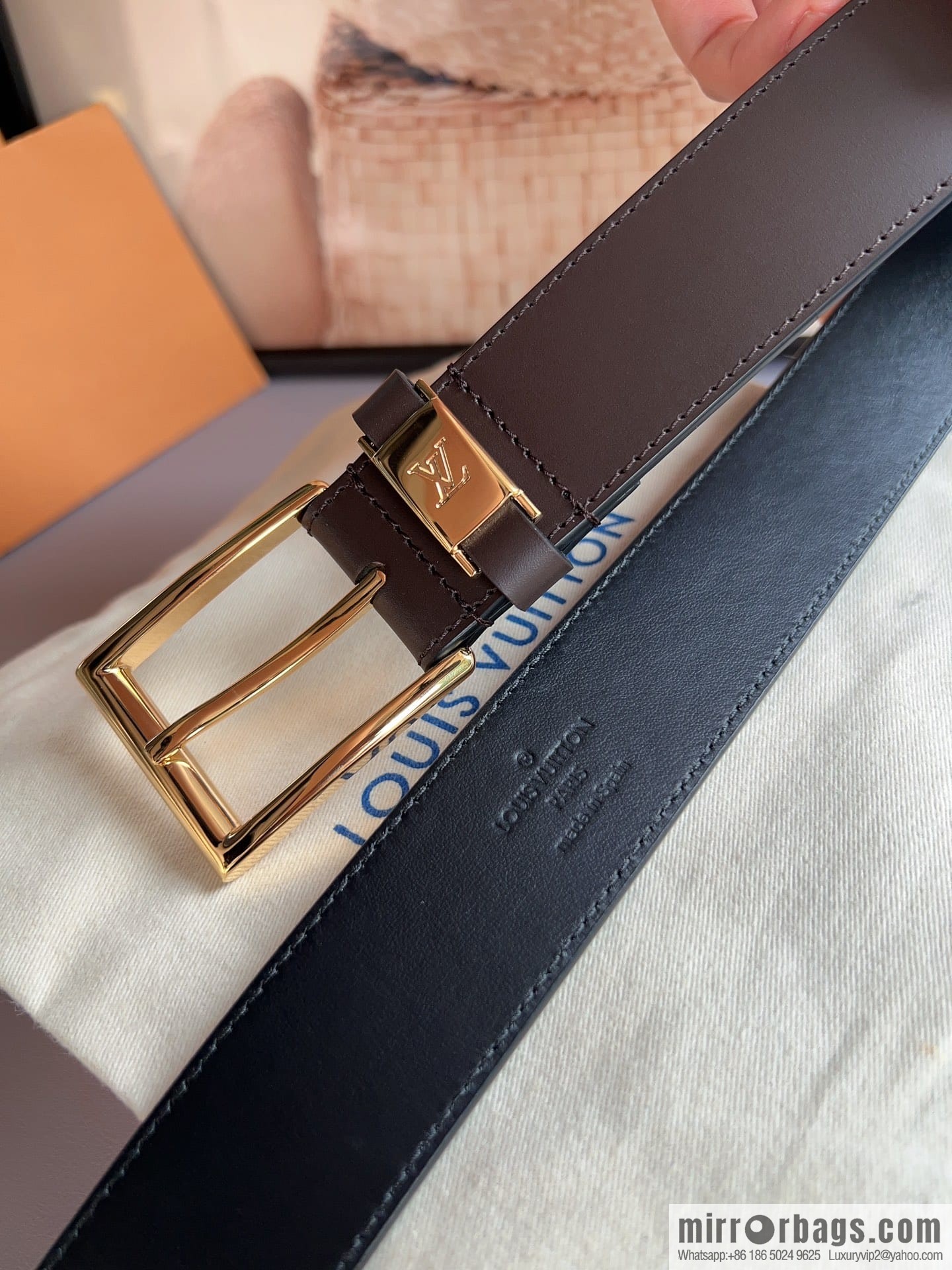 LV/Louis Vuitton, Metal Buckle Men's 35mm Vendome Belt