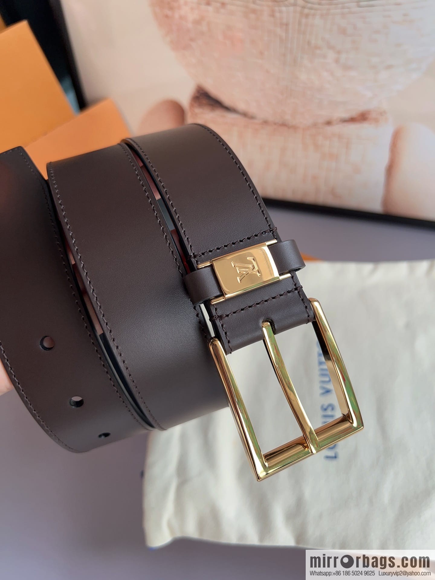 LV/Louis Vuitton, Metal Buckle Men's 35mm Vendome Belt