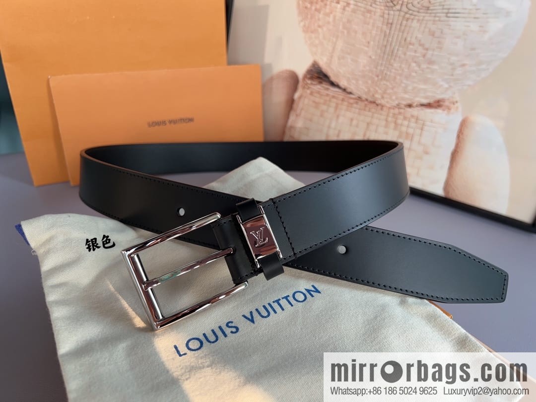 LV/Louis Vuitton, Metal Buckle Men's 35mm Vendome Belt