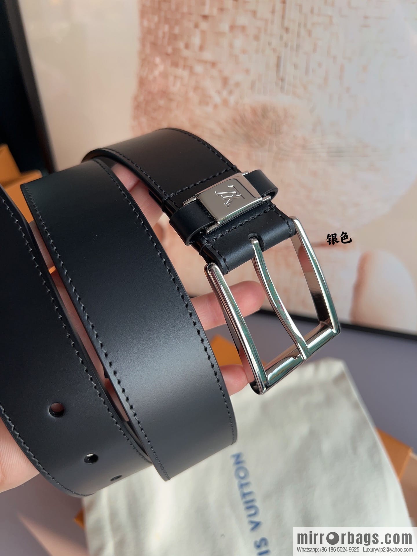 LV/Louis Vuitton, Metal Buckle Men's 35mm Vendome Belt
